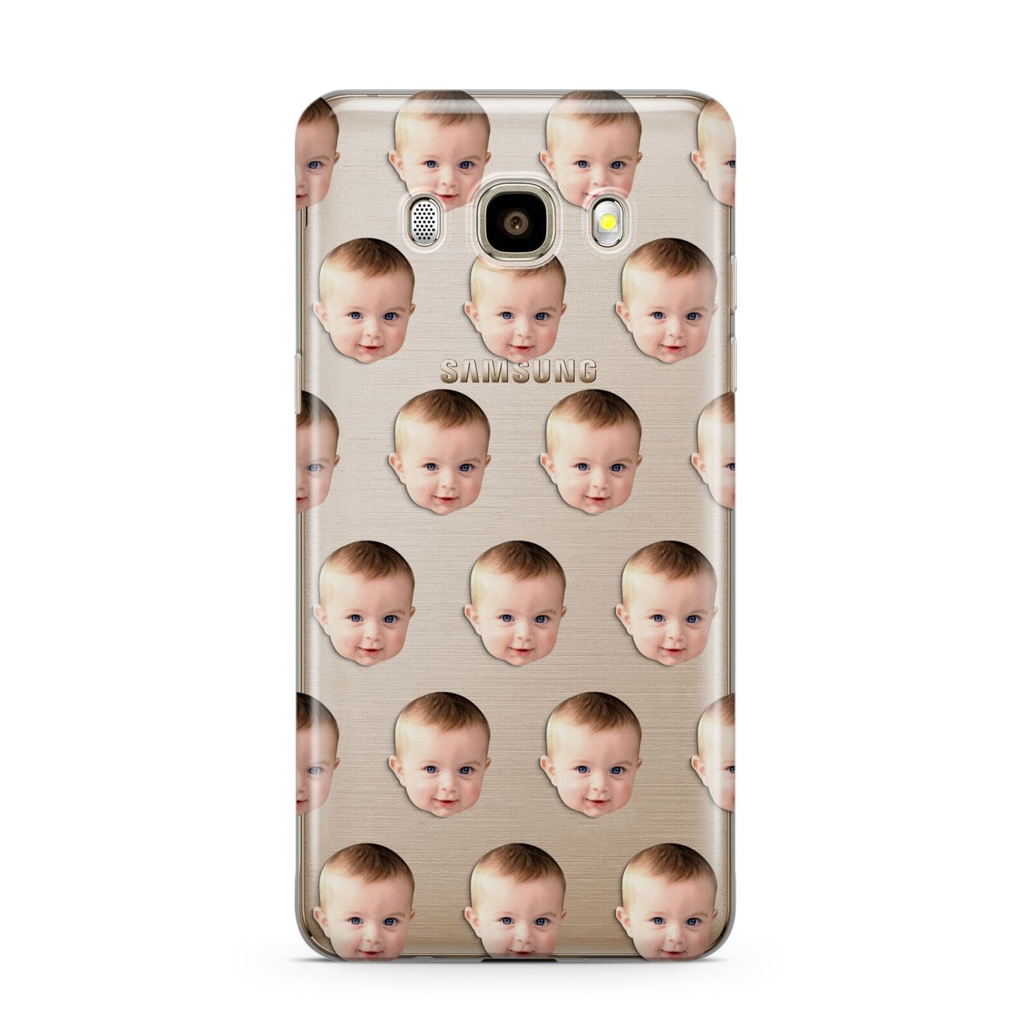 Baby Face Samsung Galaxy J7 2016 Case on gold phone