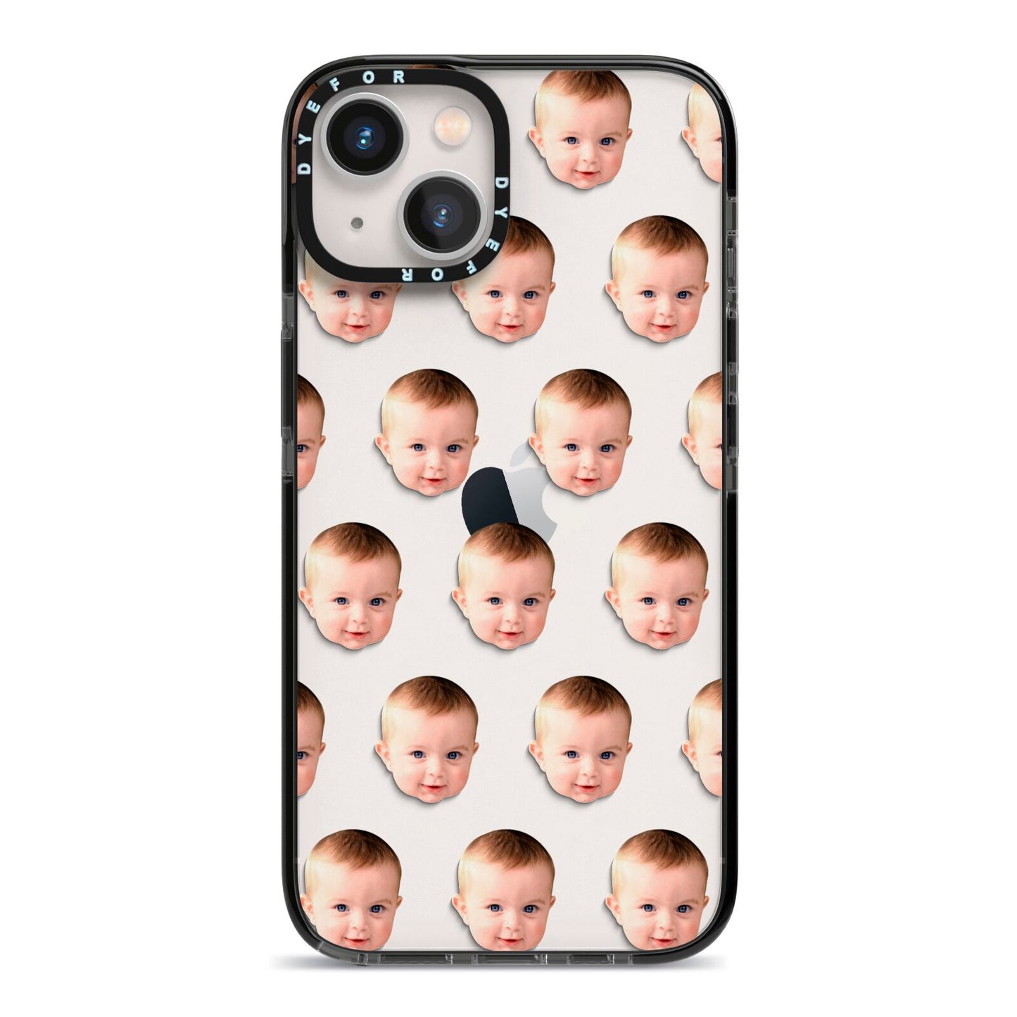 Baby Face iPhone 13 Black Impact Case on Silver phone
