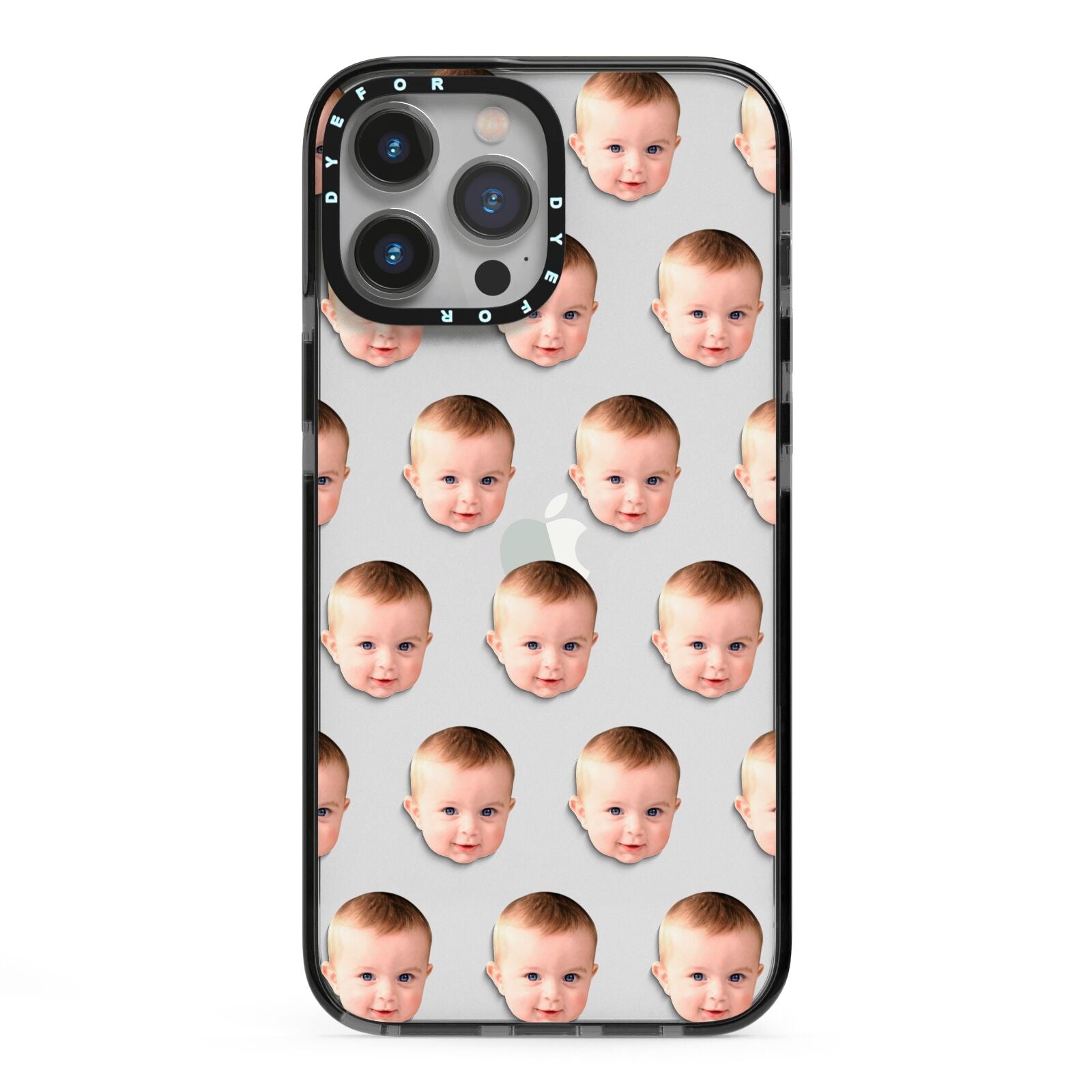 Baby Face iPhone 13 Pro Max Black Impact Case on Silver phone
