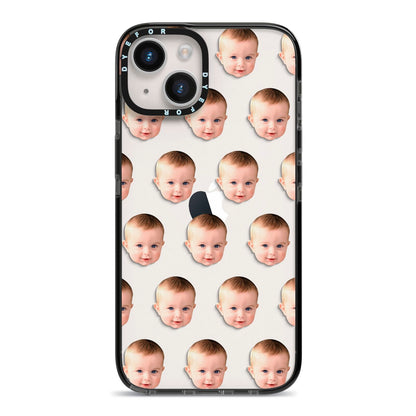 Baby Face iPhone 14 Black Impact Case on Silver phone