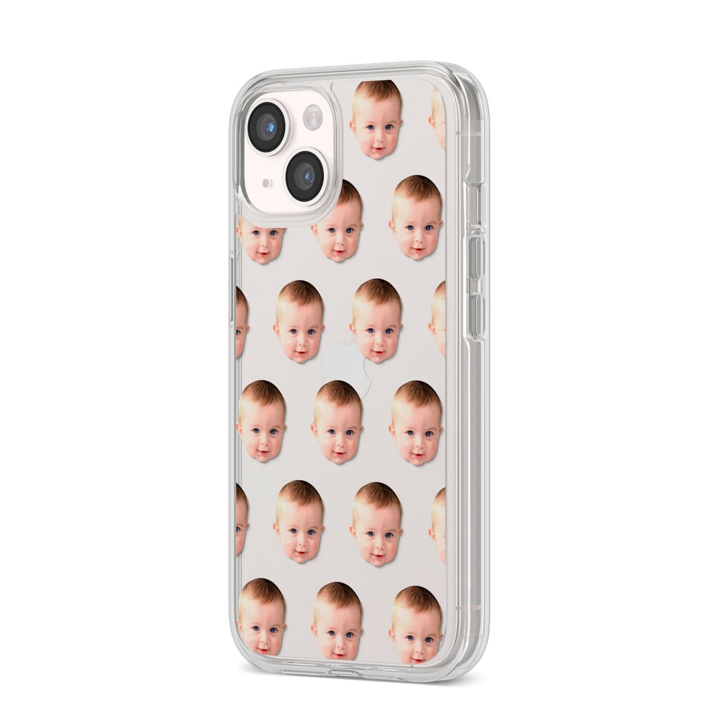 Baby Face iPhone 14 Clear Tough Case Starlight Angled Image