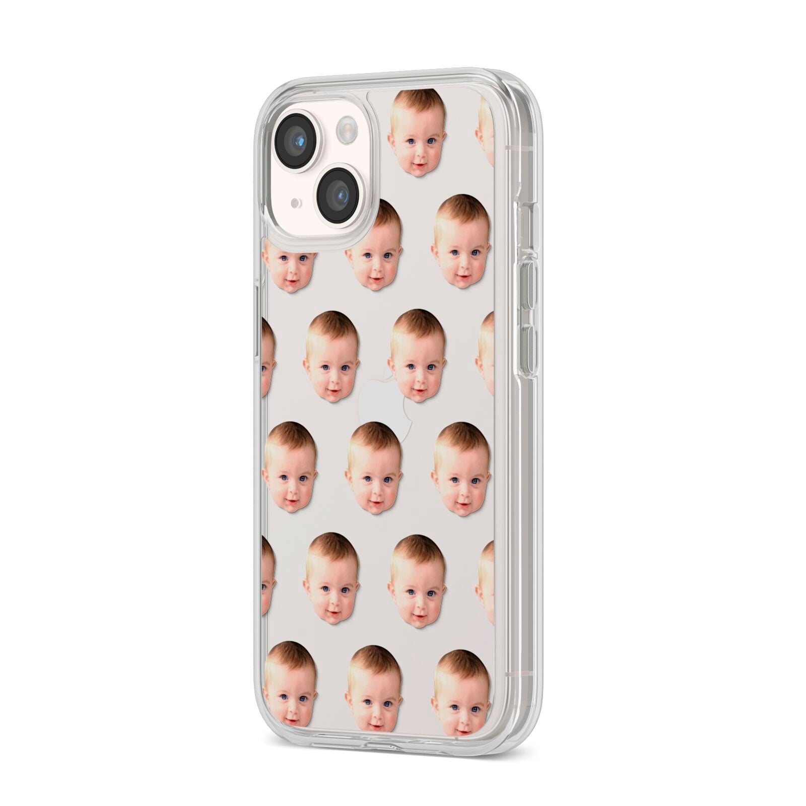 Baby Face iPhone 14 Clear Tough Case Starlight Angled Image