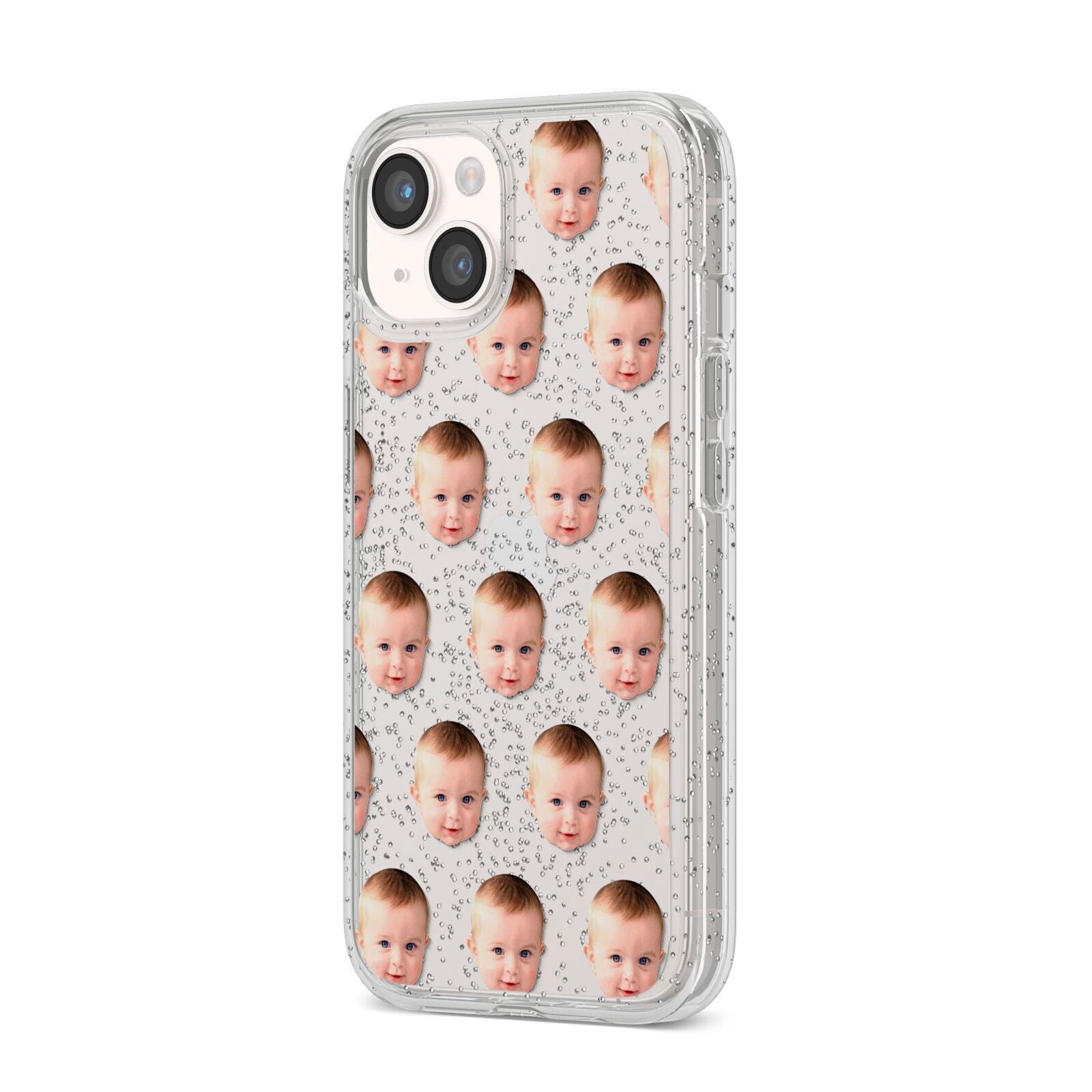 Baby Face iPhone 14 Glitter Tough Case Starlight Angled Image