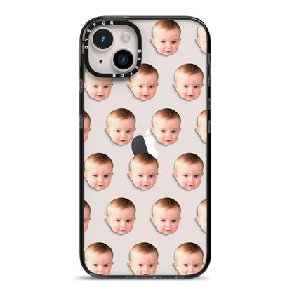 Baby Face iPhone 14 Plus Black Impact Case on Silver phone