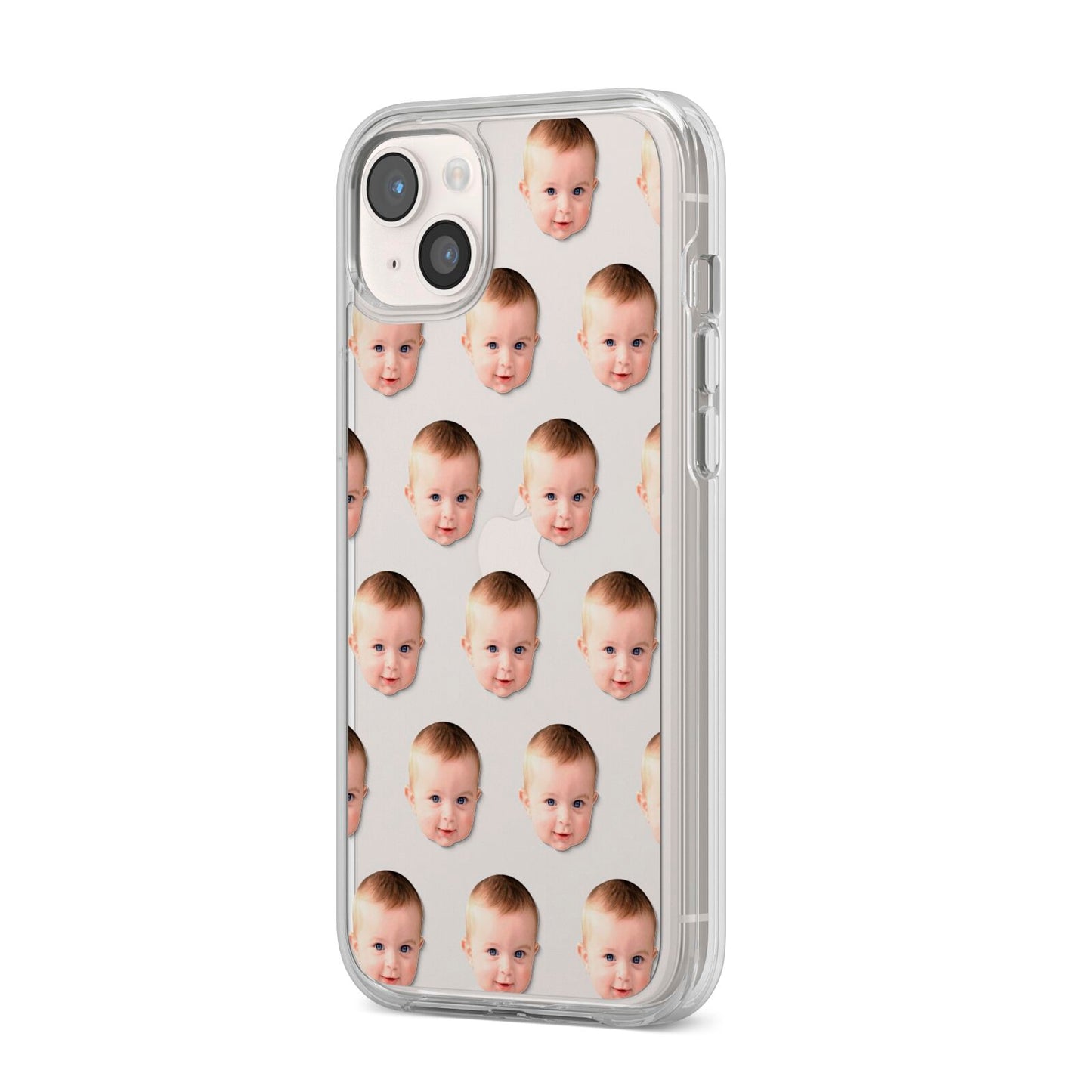 Baby Face iPhone 14 Plus Clear Tough Case Starlight Angled Image
