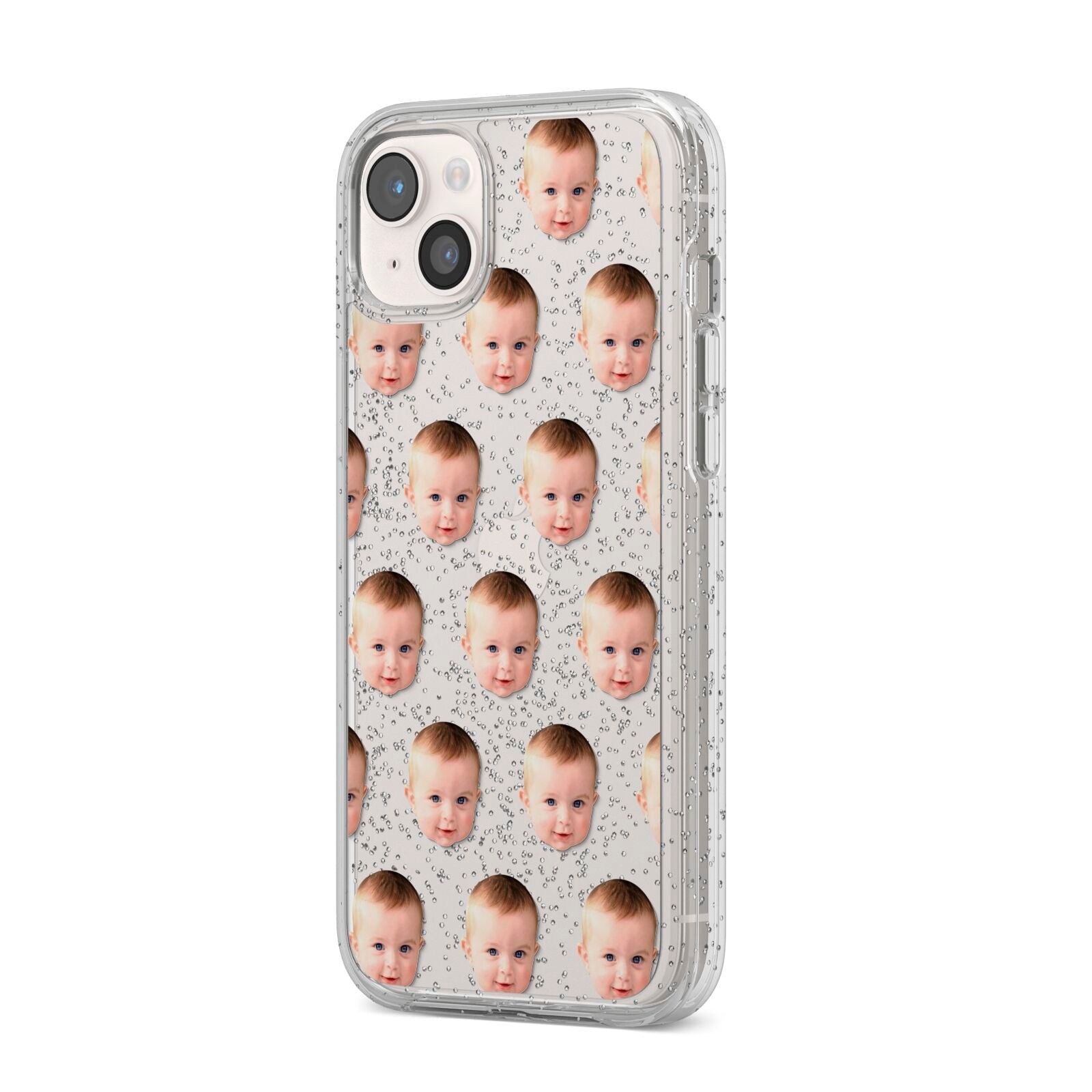 Baby Face iPhone 14 Plus Glitter Tough Case Starlight Angled Image