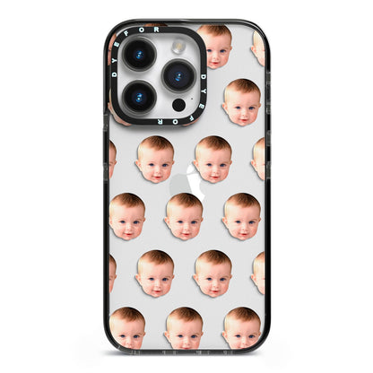 Baby Face iPhone 14 Pro Black Impact Case on Silver phone