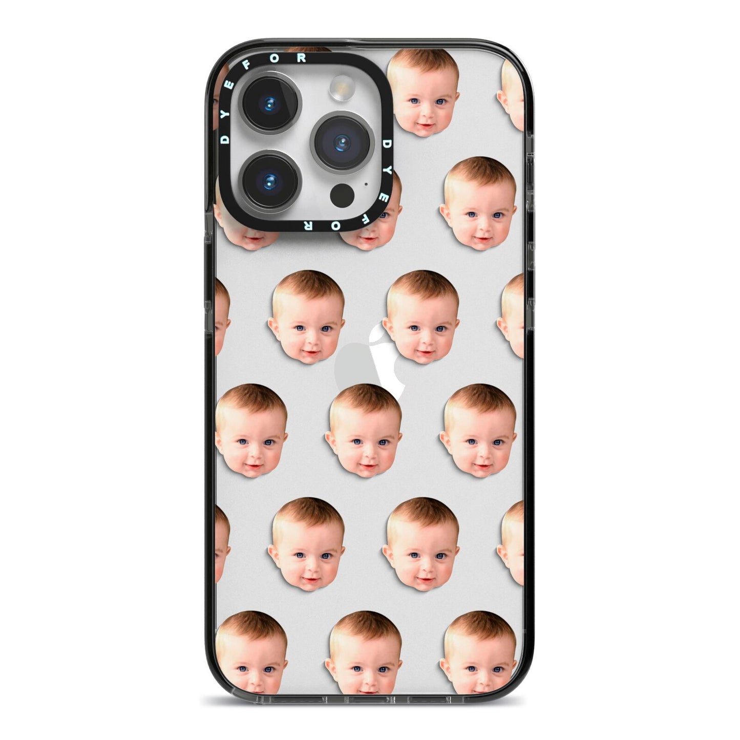 Baby Face iPhone 14 Pro Max Black Impact Case on Silver phone