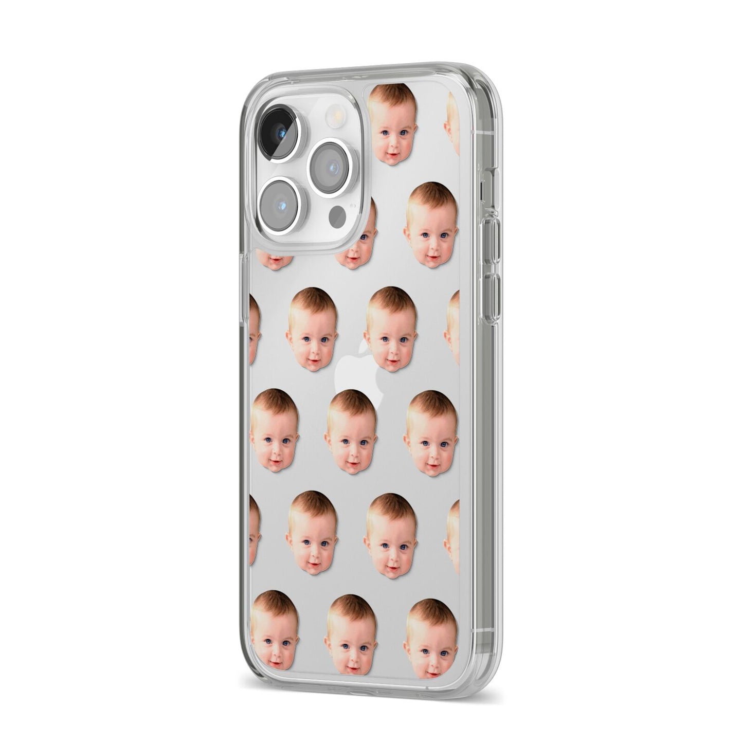 Baby Face iPhone 14 Pro Max Clear Tough Case Silver Angled Image