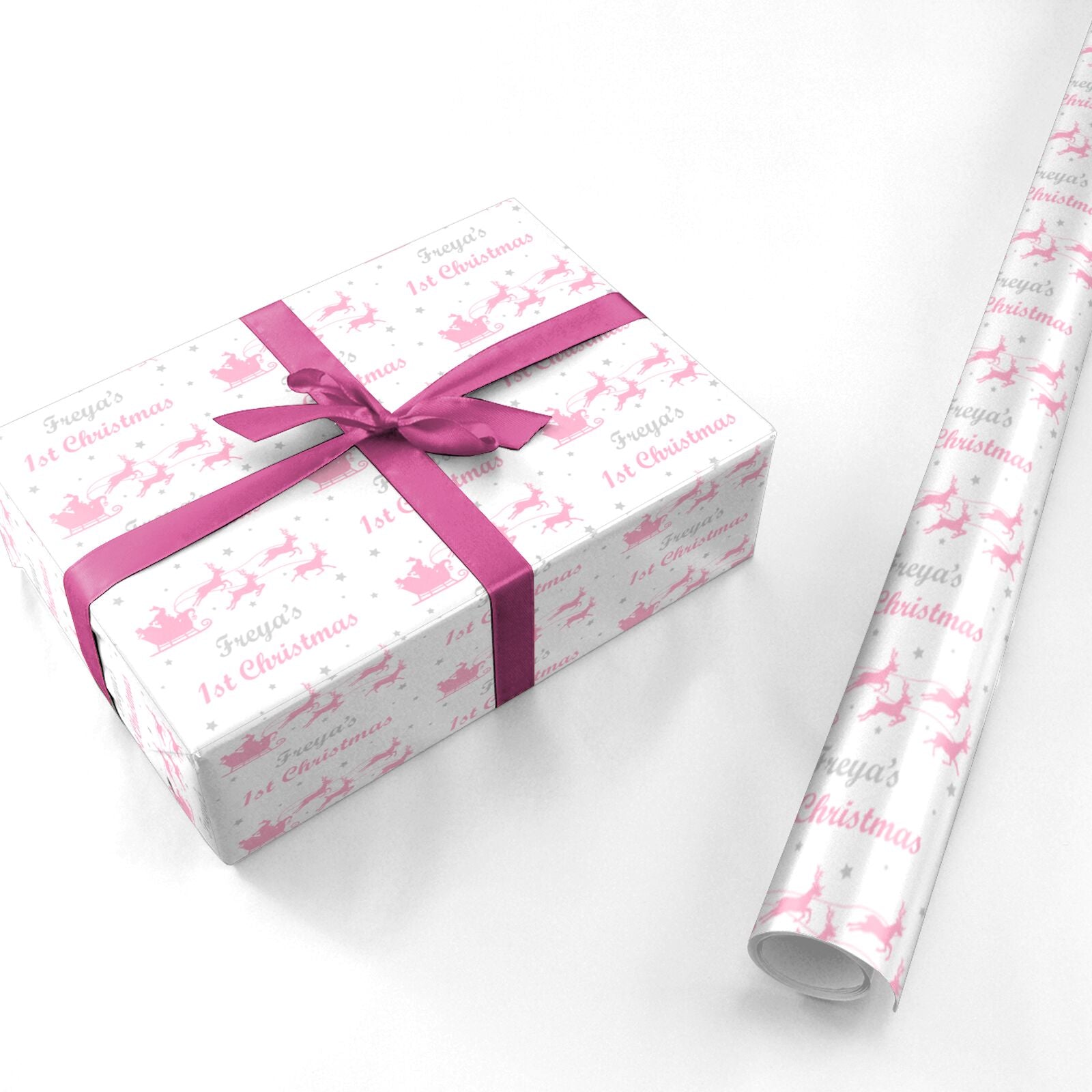 Baby Girl First Christmas Personalised Personalised Wrapping Paper