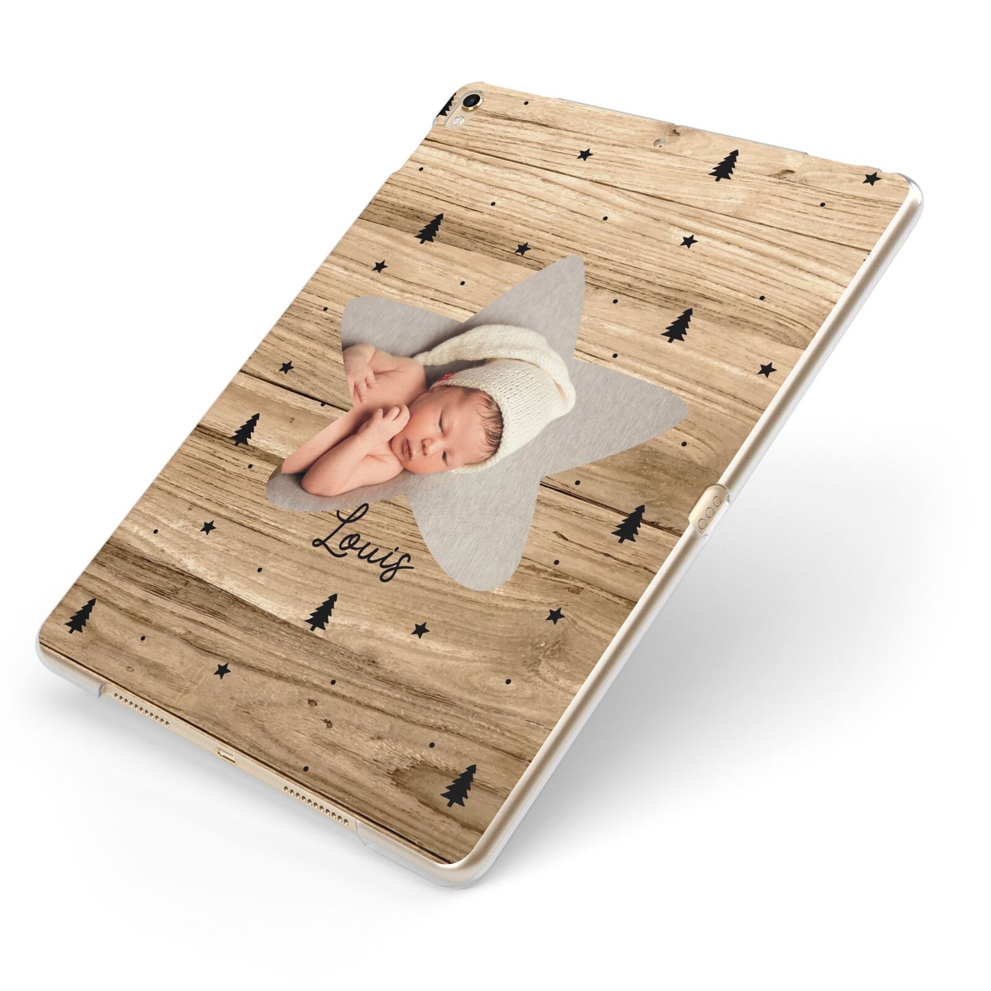 Baby Photo Upload Apple iPad Case on Gold iPad Side View