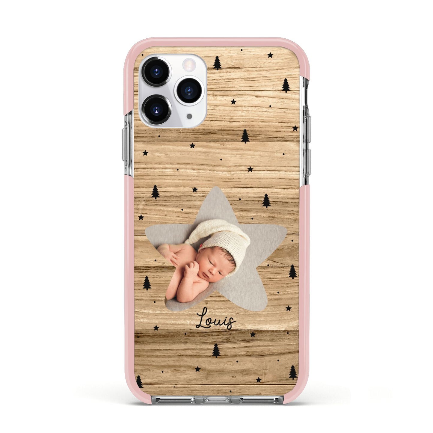Baby Photo Upload Apple iPhone 11 Pro in Silver with Pink Impact Case