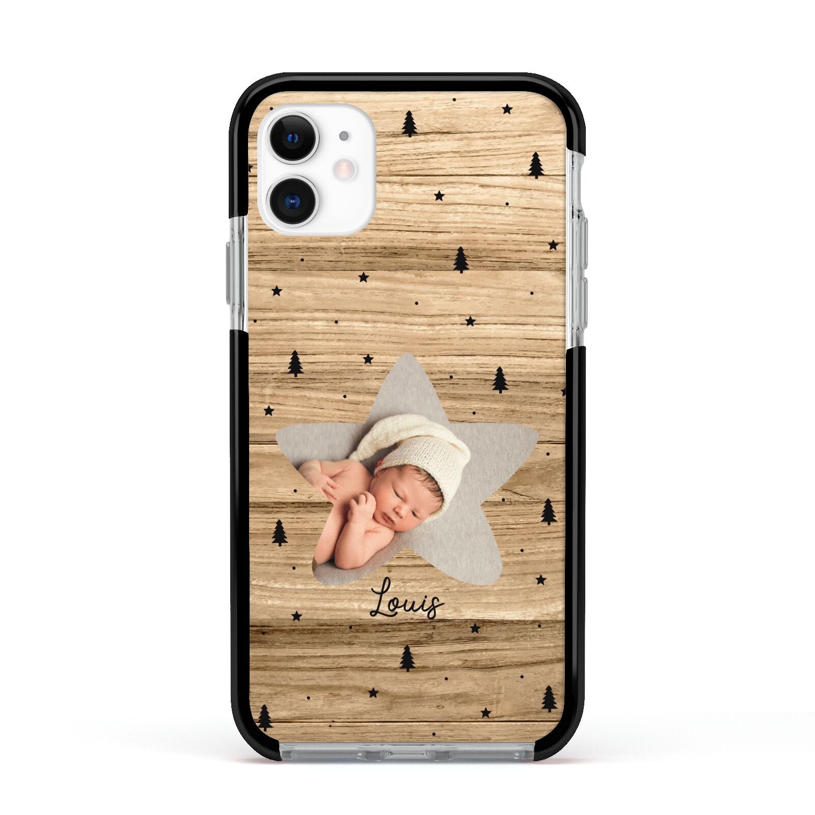 Baby Photo Upload Apple iPhone 11 in White with Black Impact Case