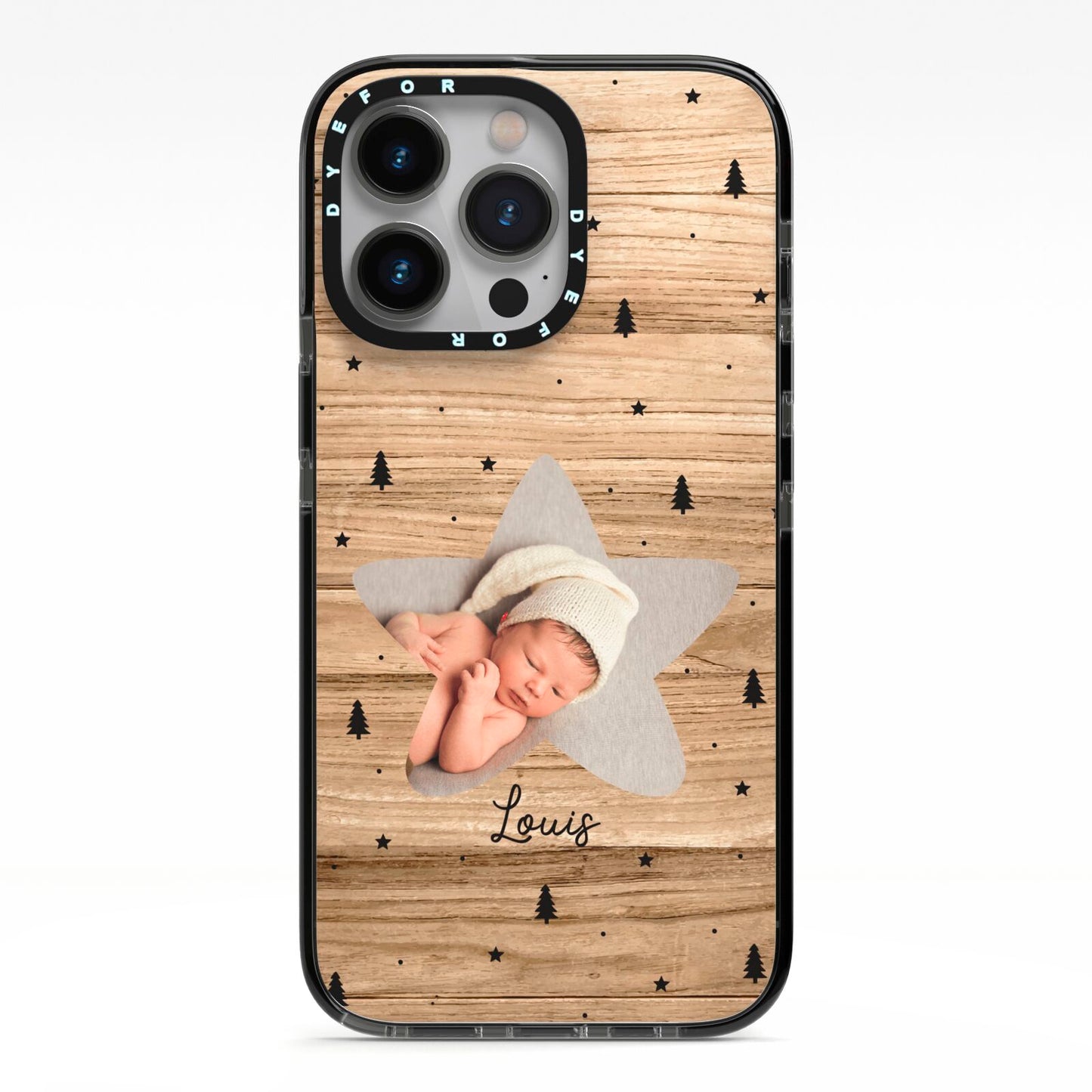 Baby Photo Upload iPhone 13 Pro Black Impact Case on Silver phone