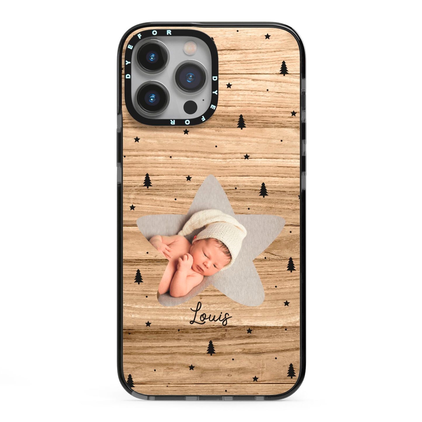 Baby Photo Upload iPhone 13 Pro Max Black Impact Case on Silver phone