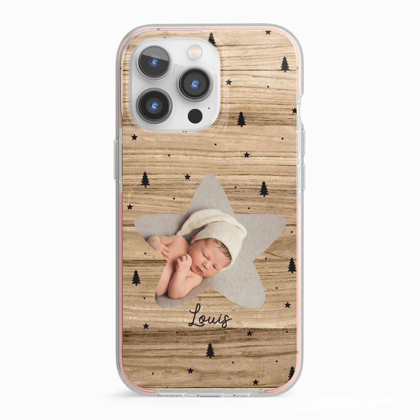 Baby Photo Upload iPhone 13 Pro TPU Impact Case with Pink Edges