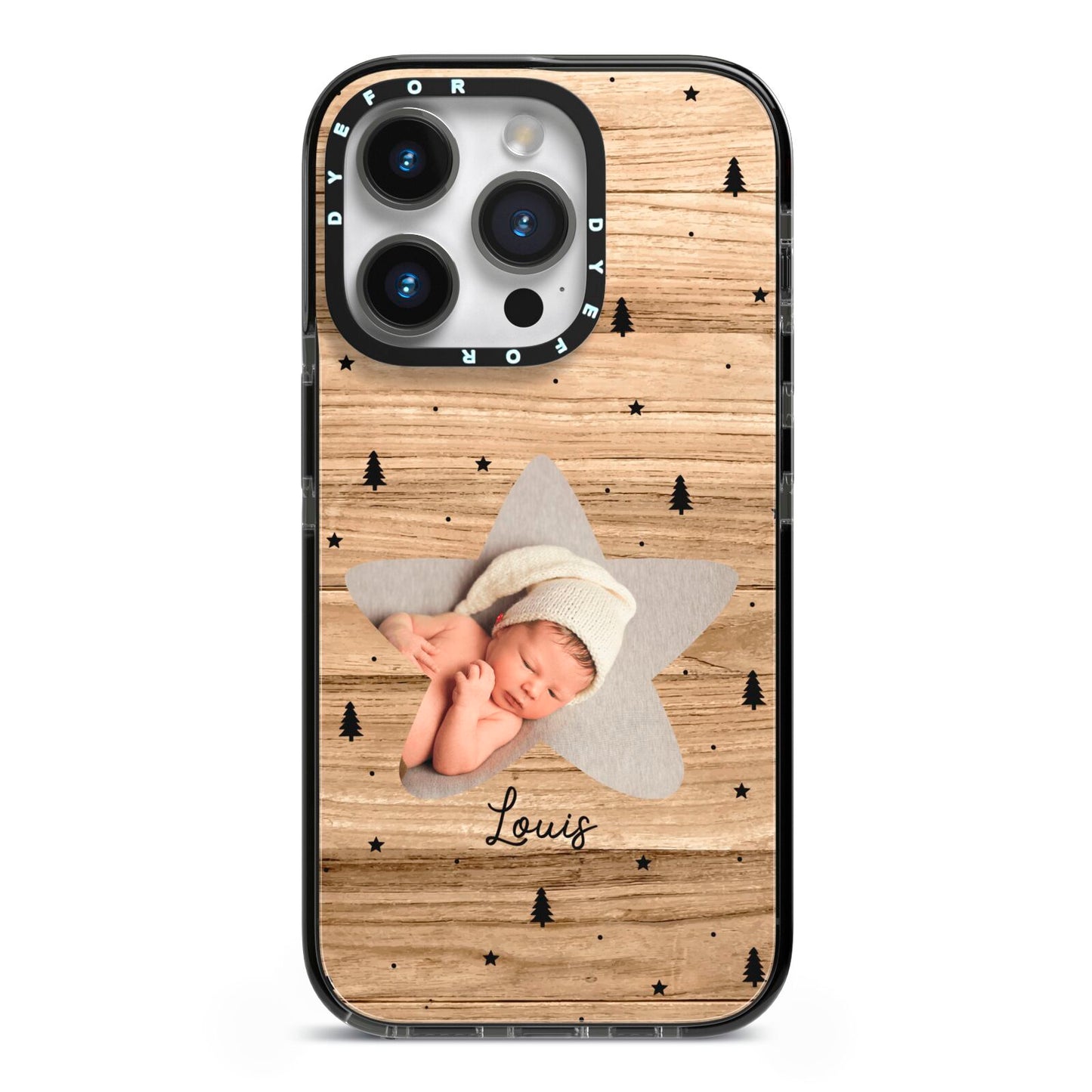 Baby Photo Upload iPhone 14 Pro Black Impact Case on Silver phone