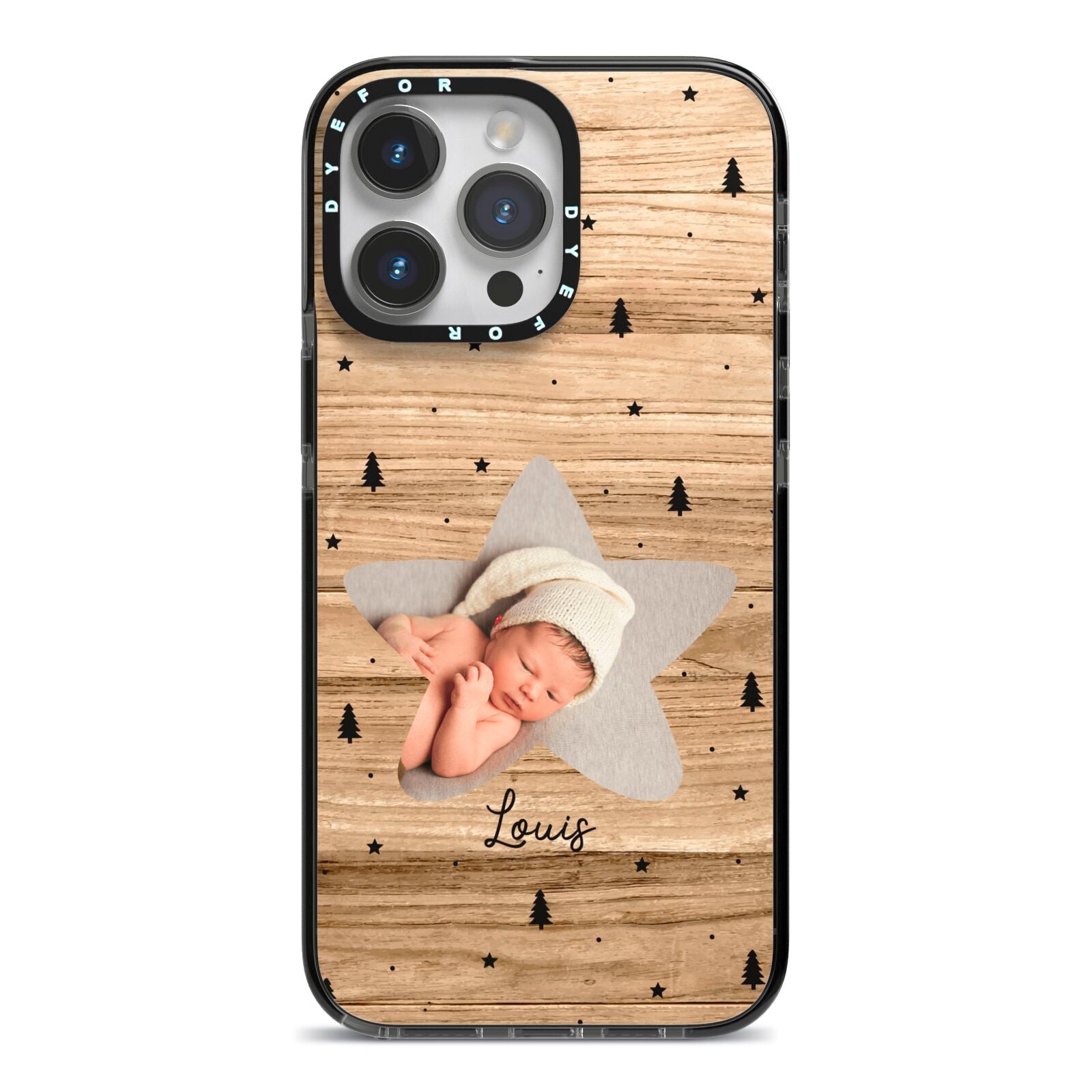 Baby Photo Upload iPhone 14 Pro Max Black Impact Case on Silver phone