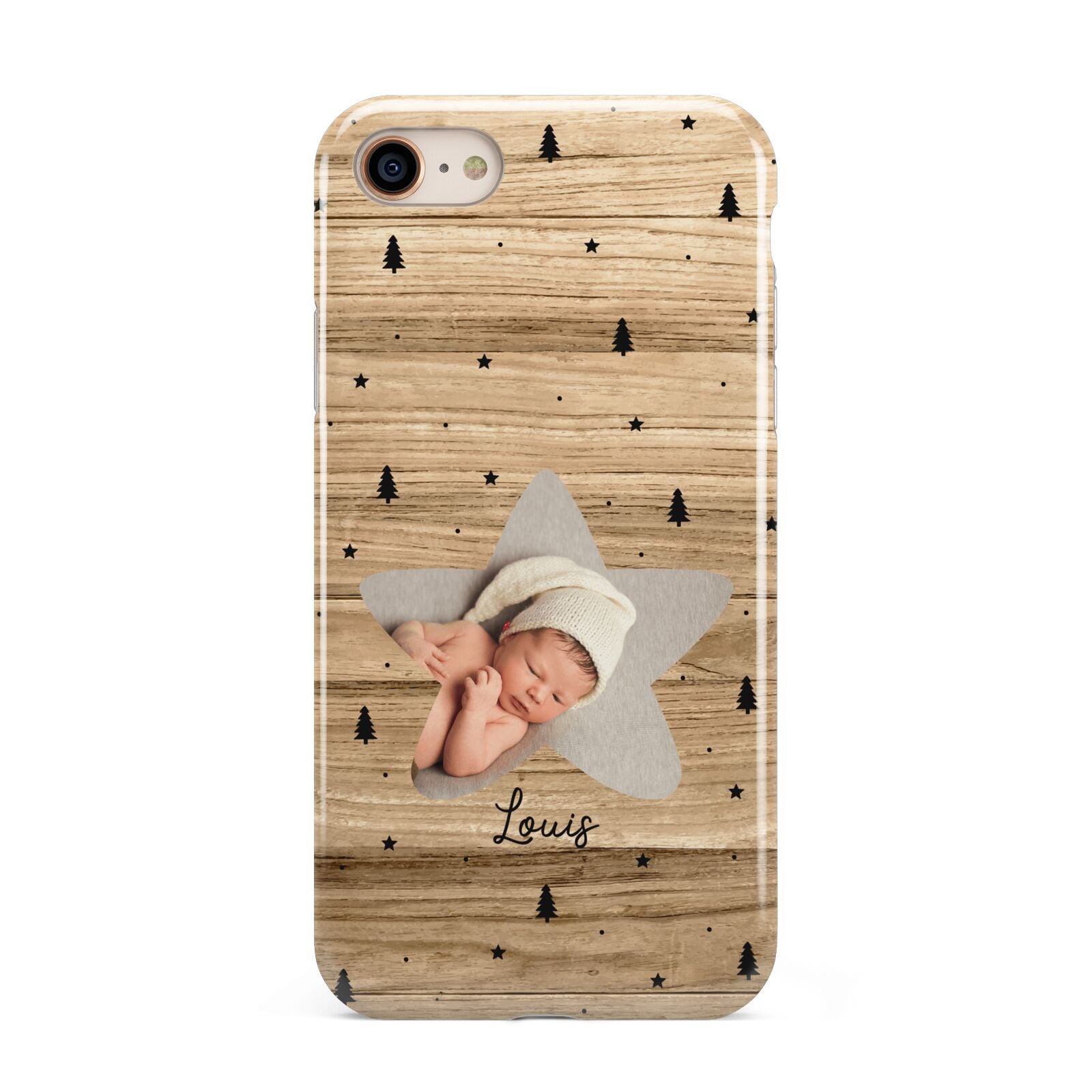Baby Photo Upload iPhone 8 3D Tough Case on Gold Phone