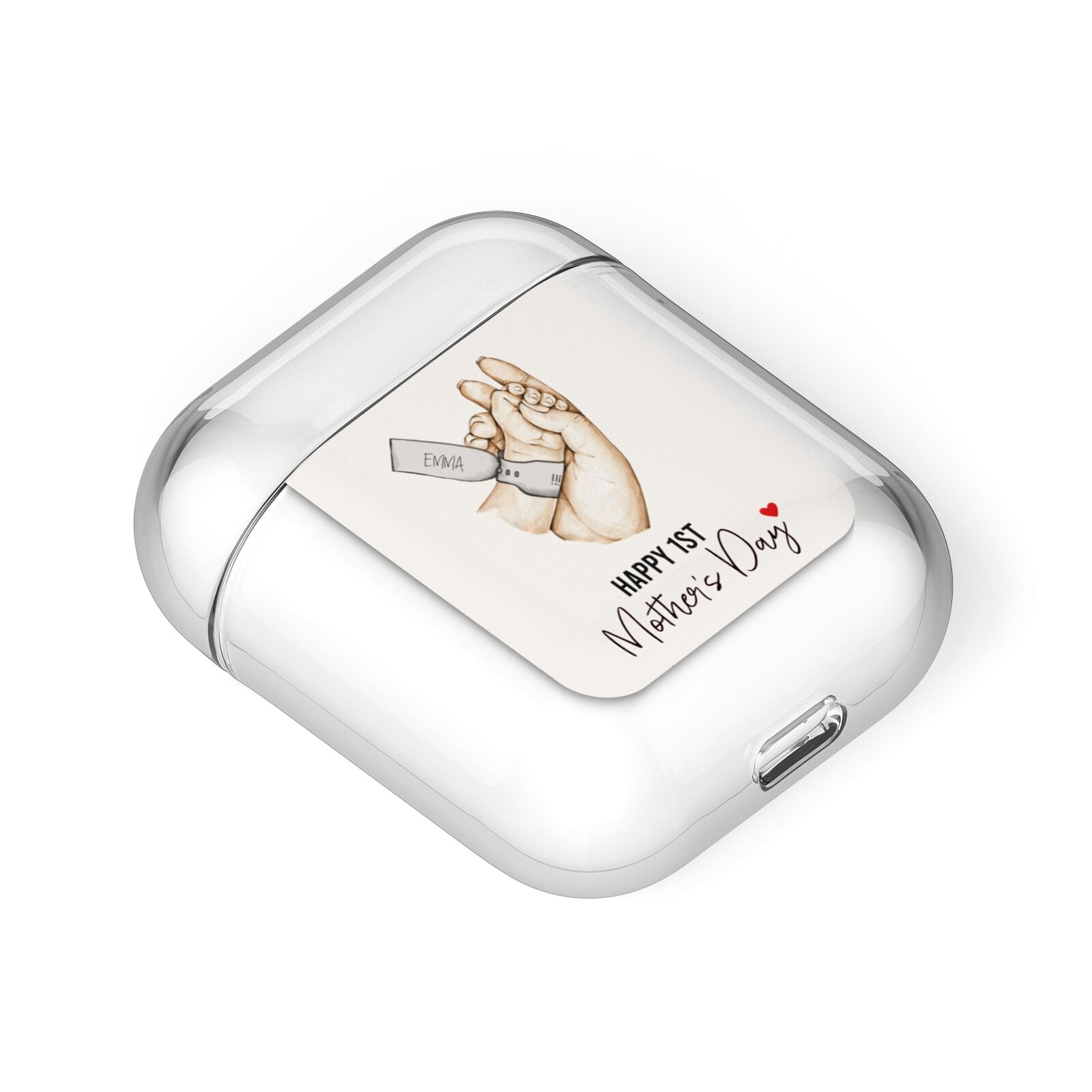Baby s Hands First Mothers Day AirPods Case Laid Flat