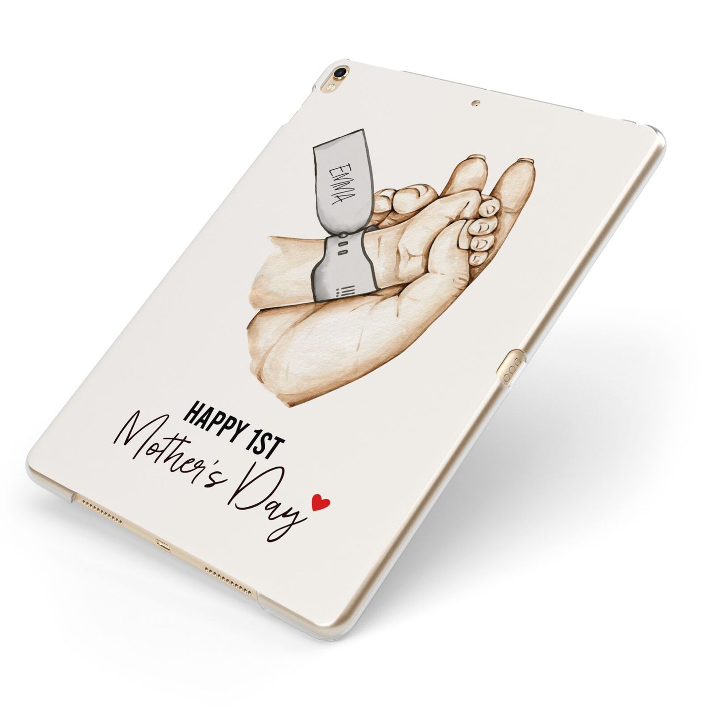 Baby s Hands First Mothers Day Apple iPad Case on Gold iPad Side View