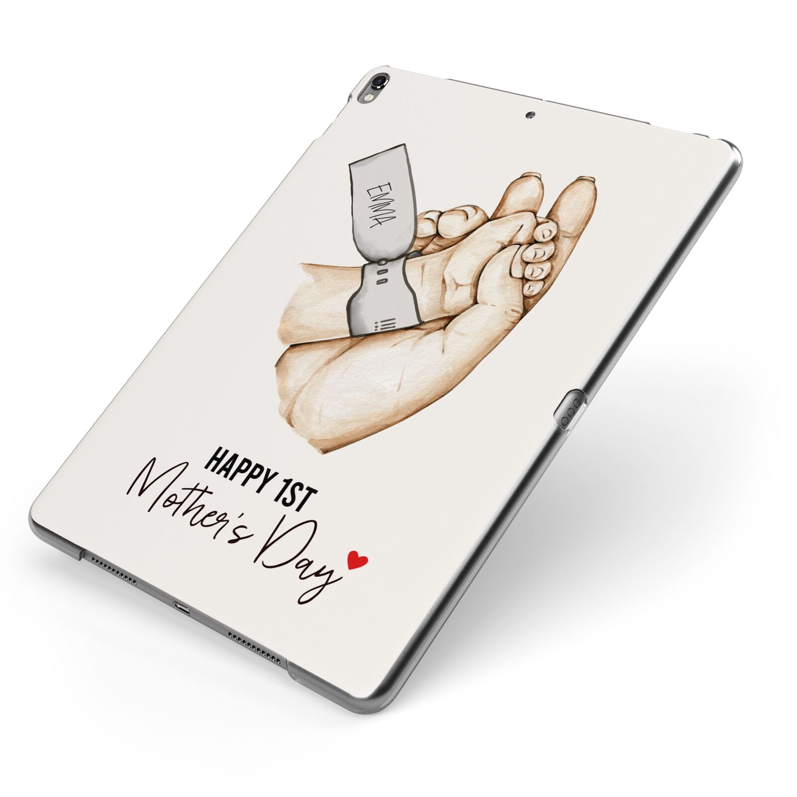 Baby s Hands First Mothers Day Apple iPad Case on Grey iPad Side View