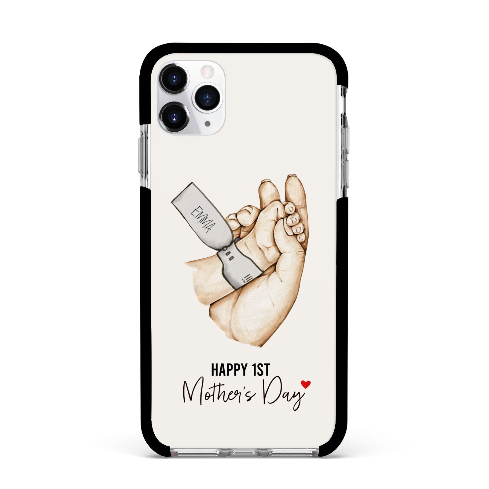 Baby s Hands First Mothers Day Apple iPhone 11 Pro Max in Silver with Black Impact Case