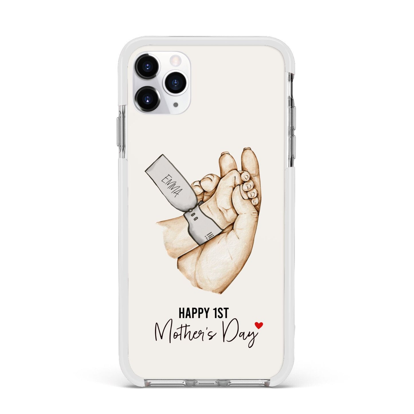 Baby s Hands First Mothers Day Apple iPhone 11 Pro Max in Silver with White Impact Case
