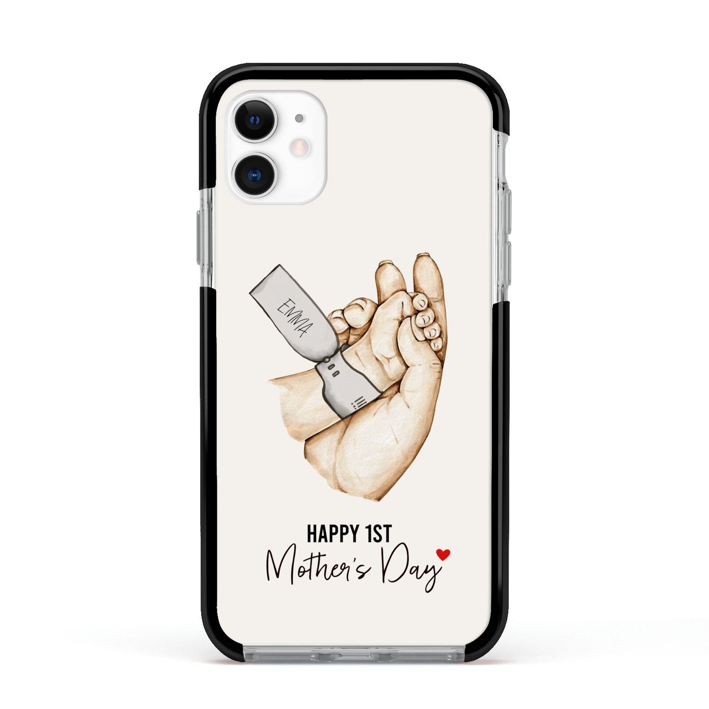 Baby s Hands First Mothers Day Apple iPhone 11 in White with Black Impact Case