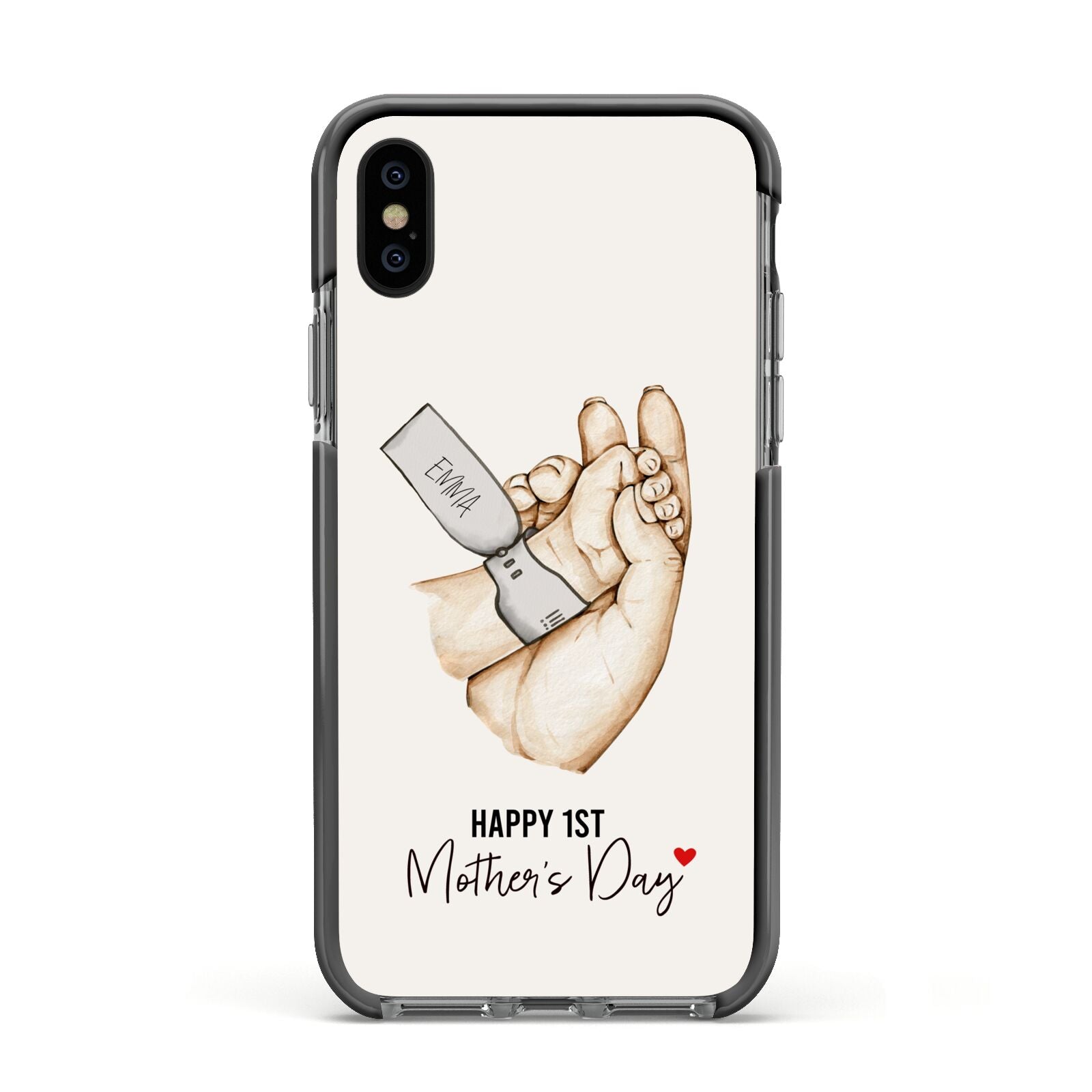 Baby s Hands First Mothers Day Apple iPhone Xs Impact Case Black Edge on Black Phone