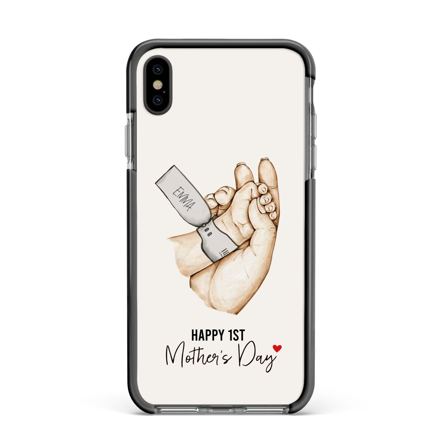 Baby s Hands First Mothers Day Apple iPhone Xs Max Impact Case Black Edge on Black Phone
