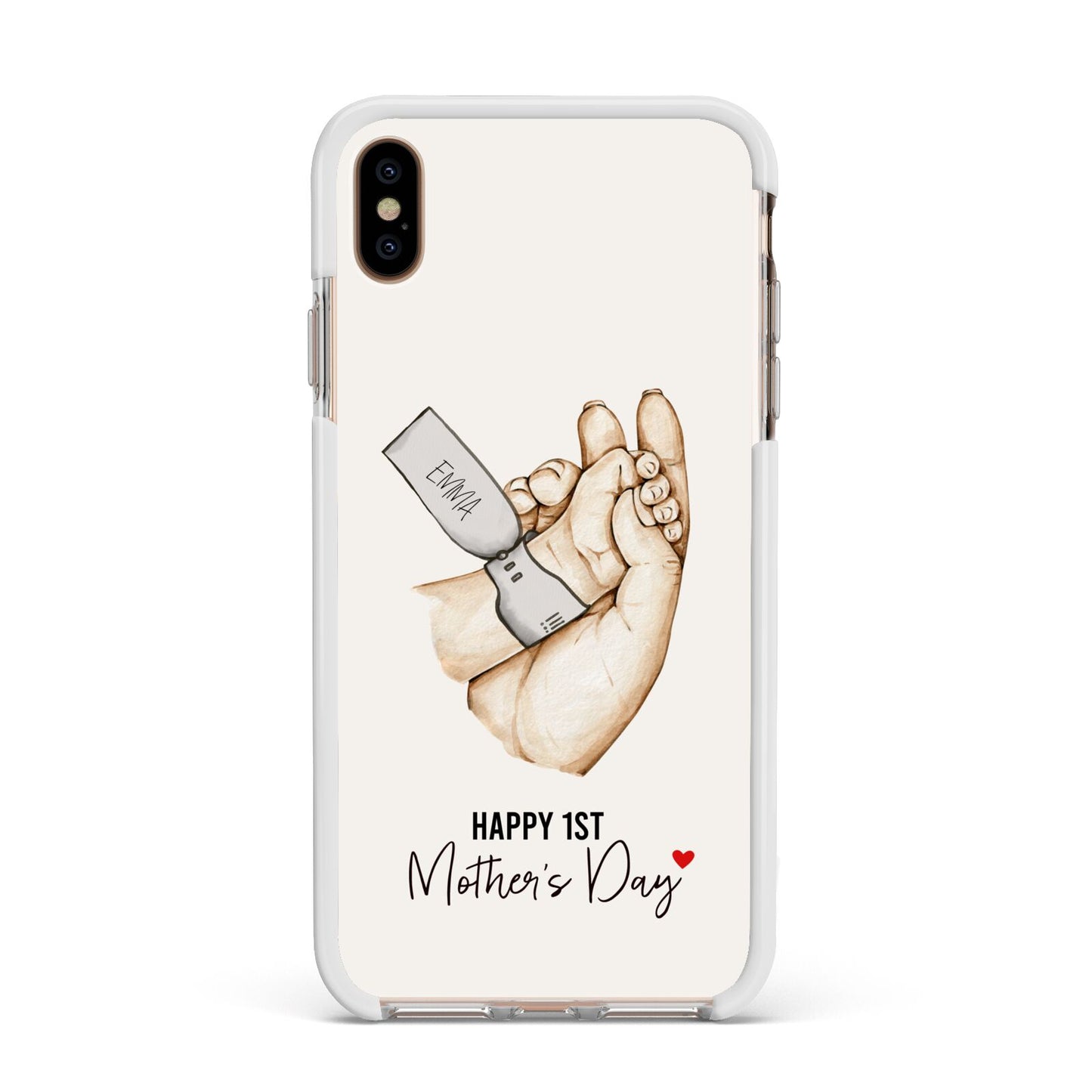 Baby s Hands First Mothers Day Apple iPhone Xs Max Impact Case White Edge on Gold Phone