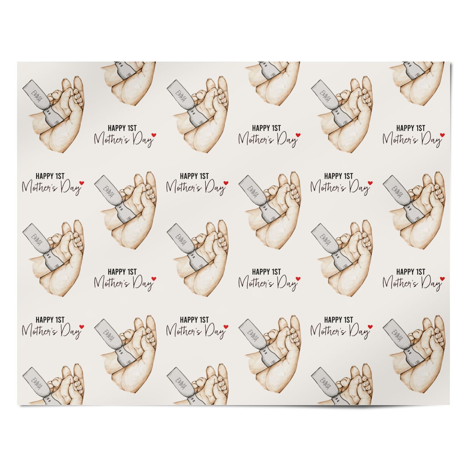 Baby s Hands First Mothers Day Personalised Wrapping Paper Alternative