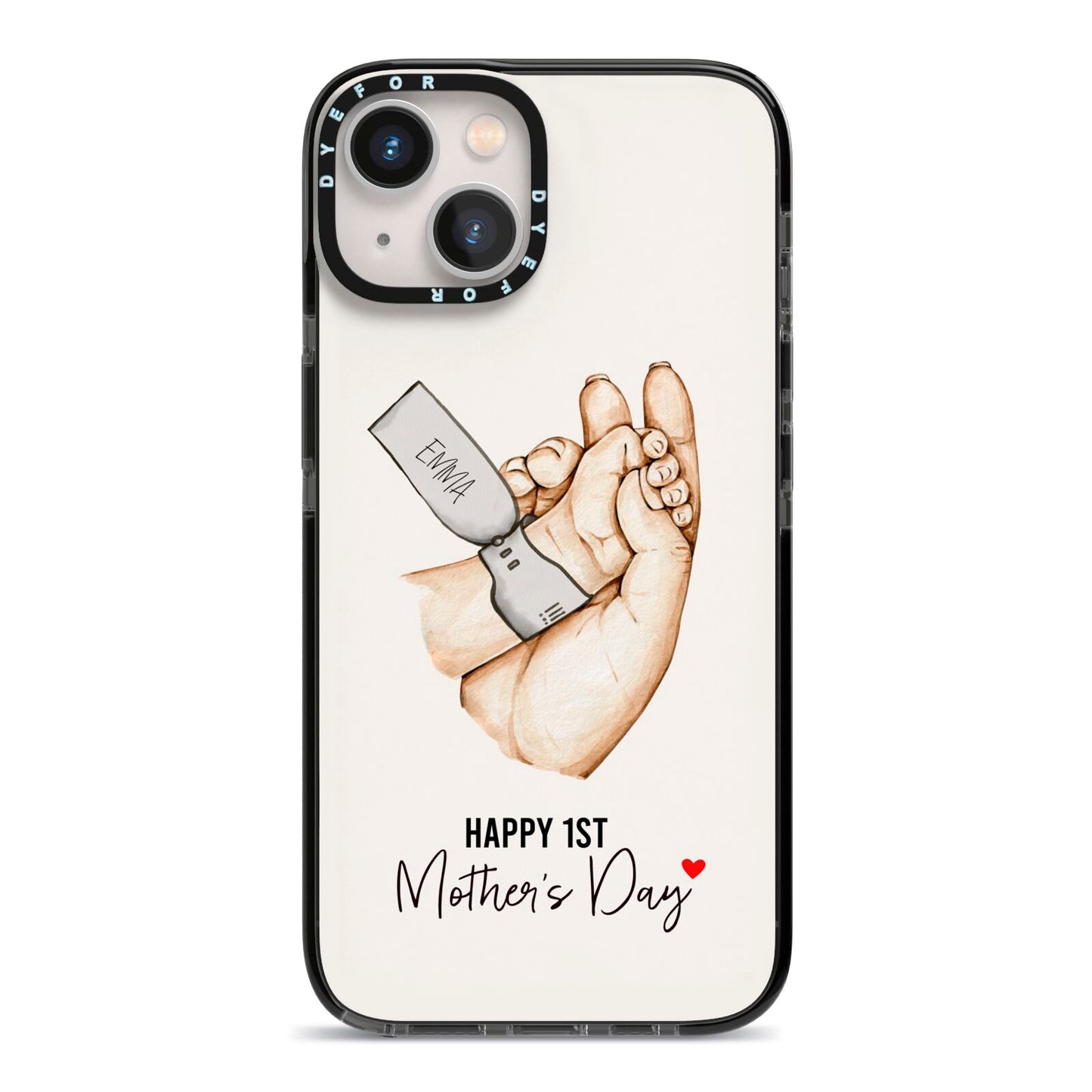 Baby s Hands First Mothers Day iPhone 13 Black Impact Case on Silver phone