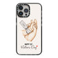 Baby s Hands First Mothers Day iPhone 13 Pro Max Black Impact Case on Silver phone
