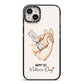 Baby s Hands First Mothers Day iPhone 14 Plus Black Impact Case on Silver phone