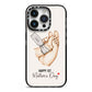 Baby s Hands First Mothers Day iPhone 14 Pro Black Impact Case on Silver phone