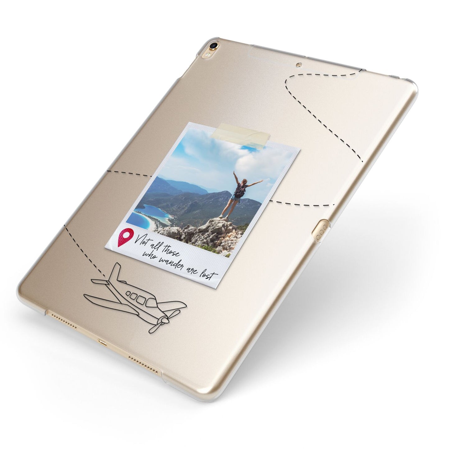 Backpacker Photo Upload Personalised Apple iPad Case on Gold iPad Side View