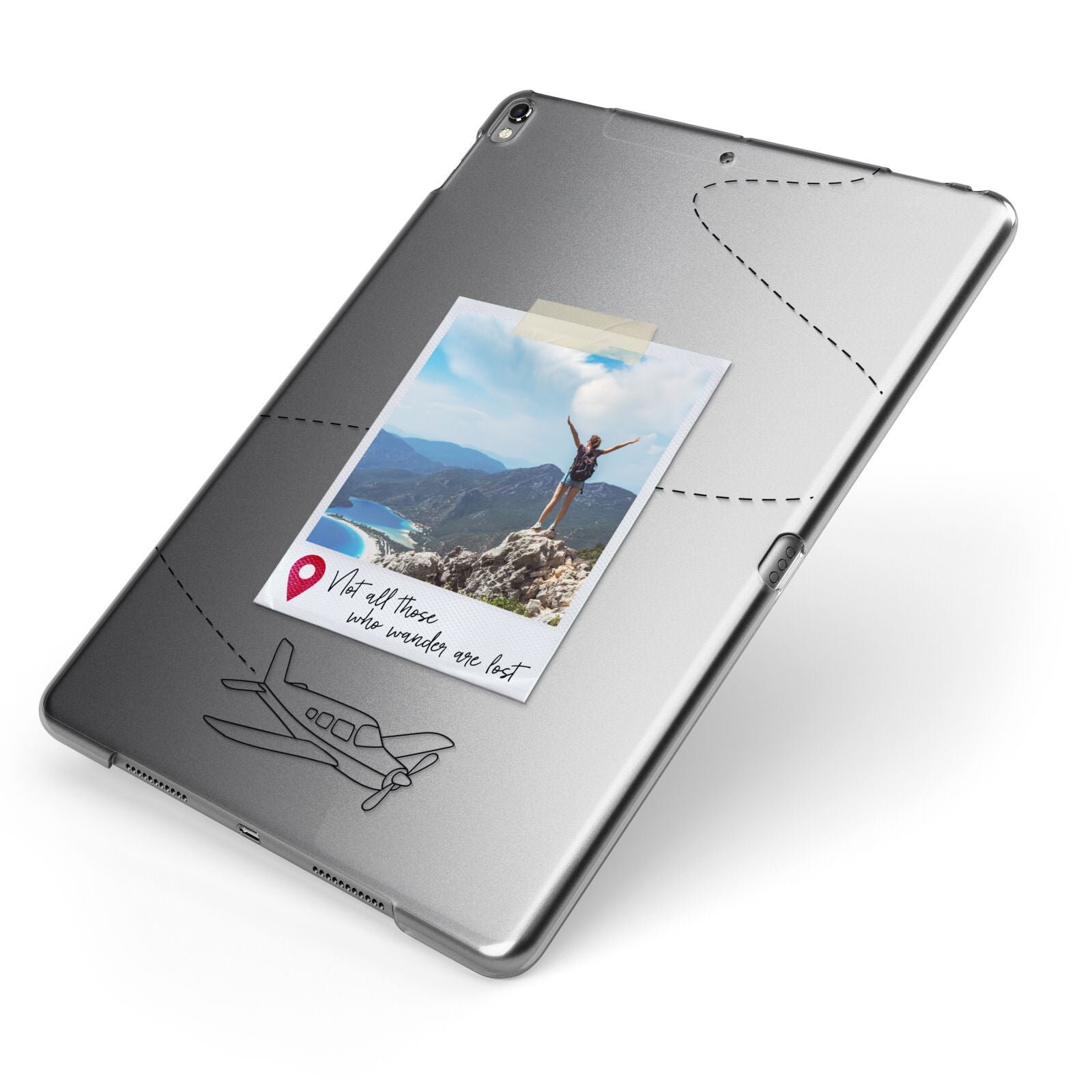Backpacker Photo Upload Personalised Apple iPad Case on Grey iPad Side View