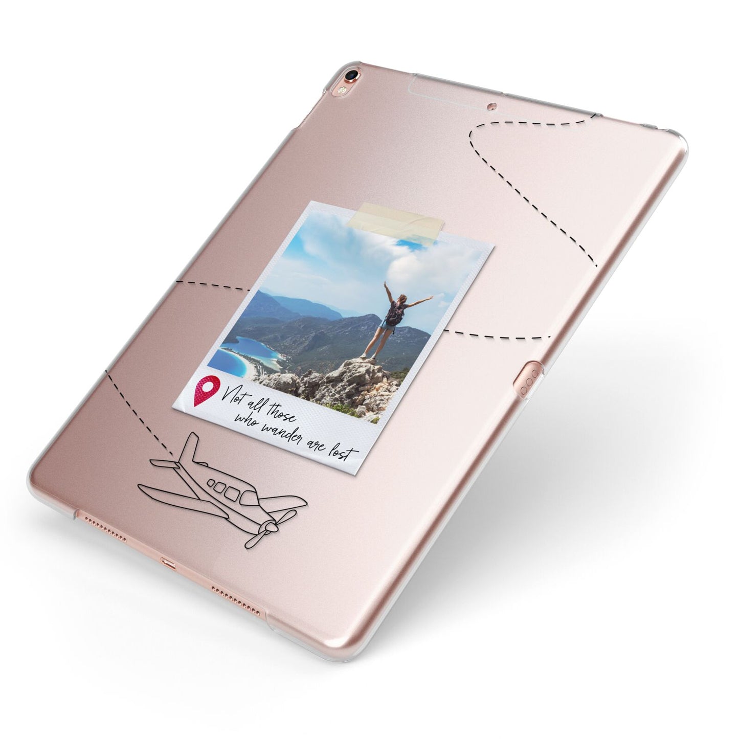 Backpacker Photo Upload Personalised Apple iPad Case on Rose Gold iPad Side View