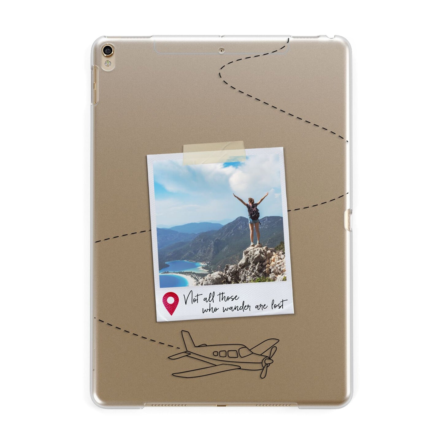 Backpacker Photo Upload Personalised Apple iPad Gold Case