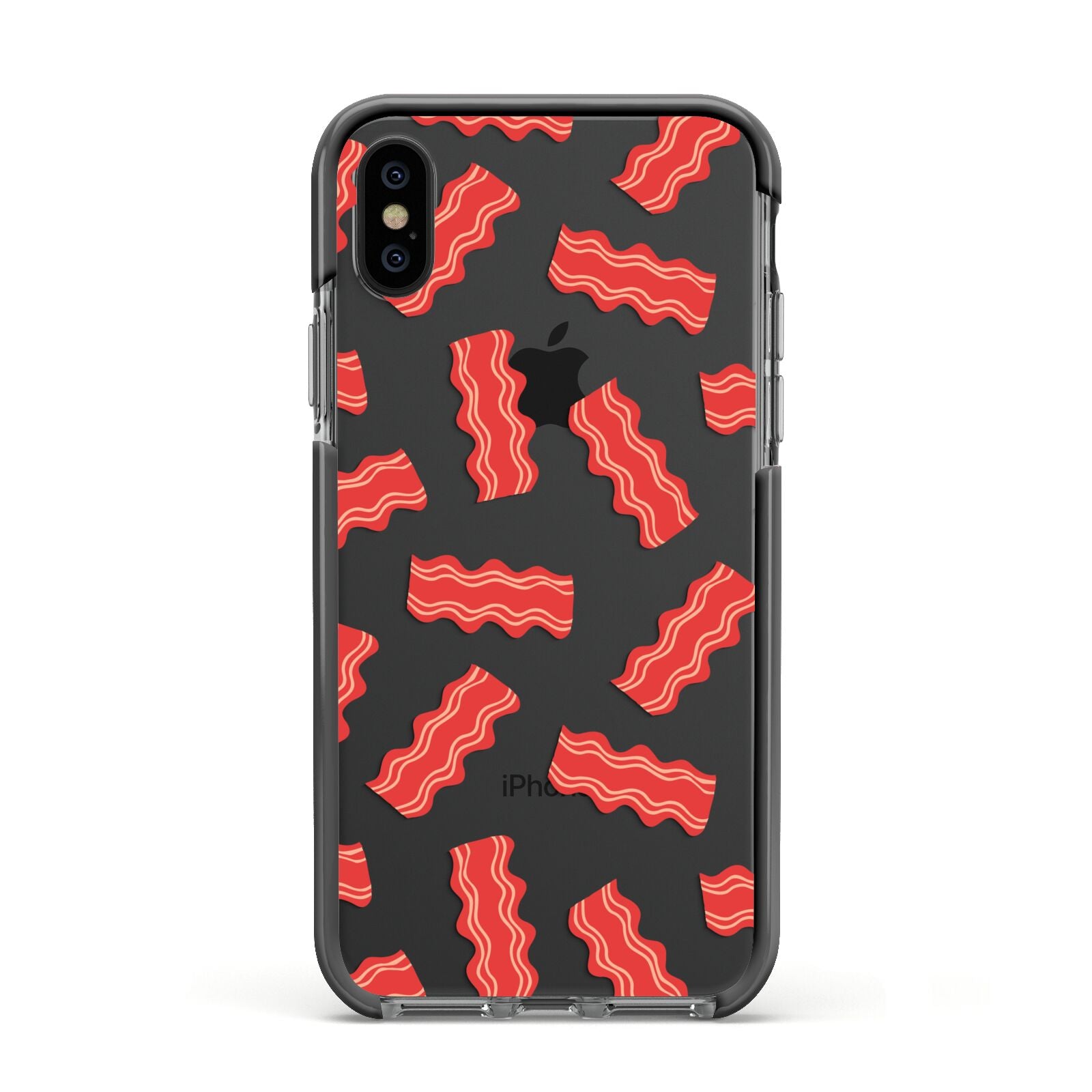 Bacon Apple iPhone Xs Impact Case Black Edge on Black Phone