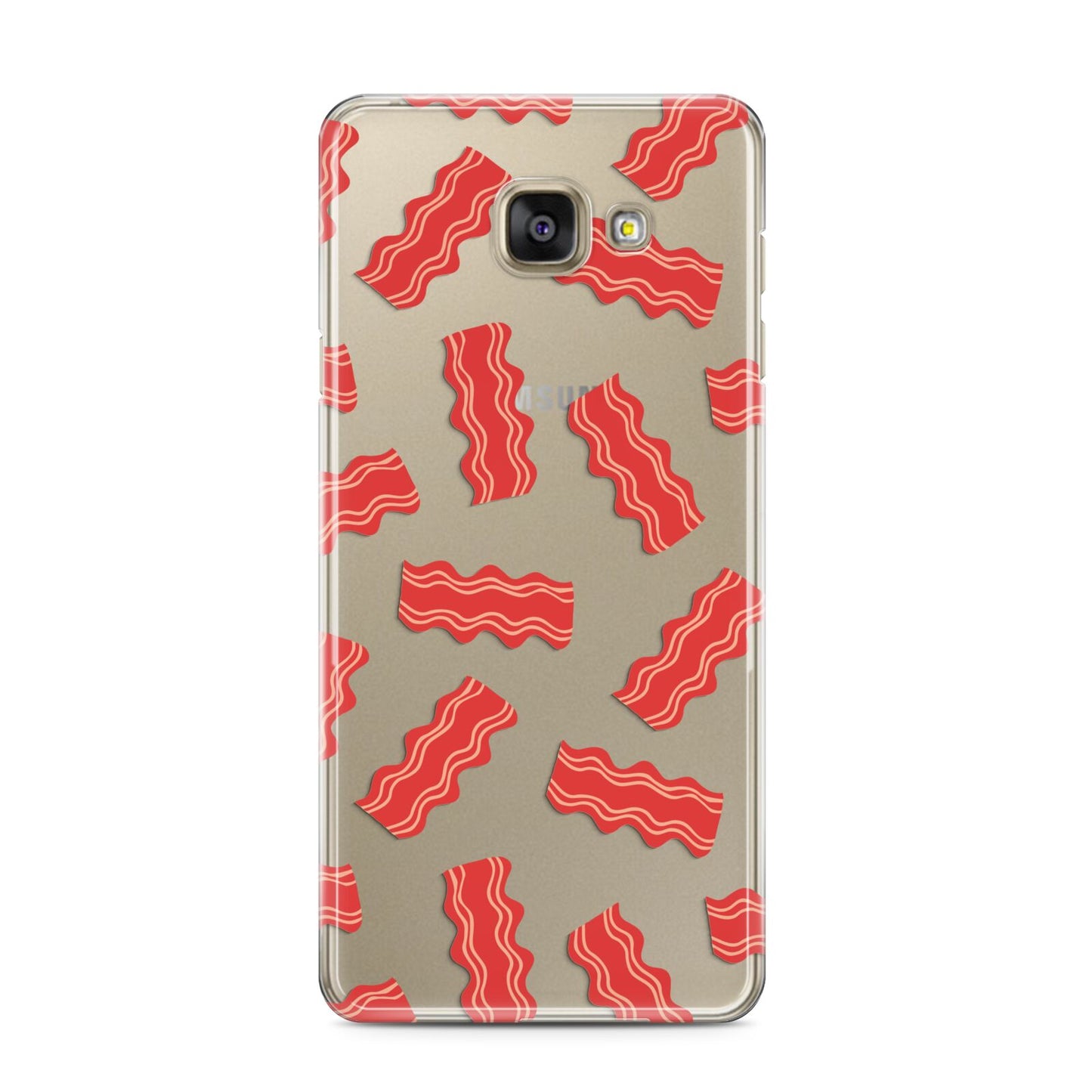 Bacon Samsung Galaxy A3 2016 Case on gold phone