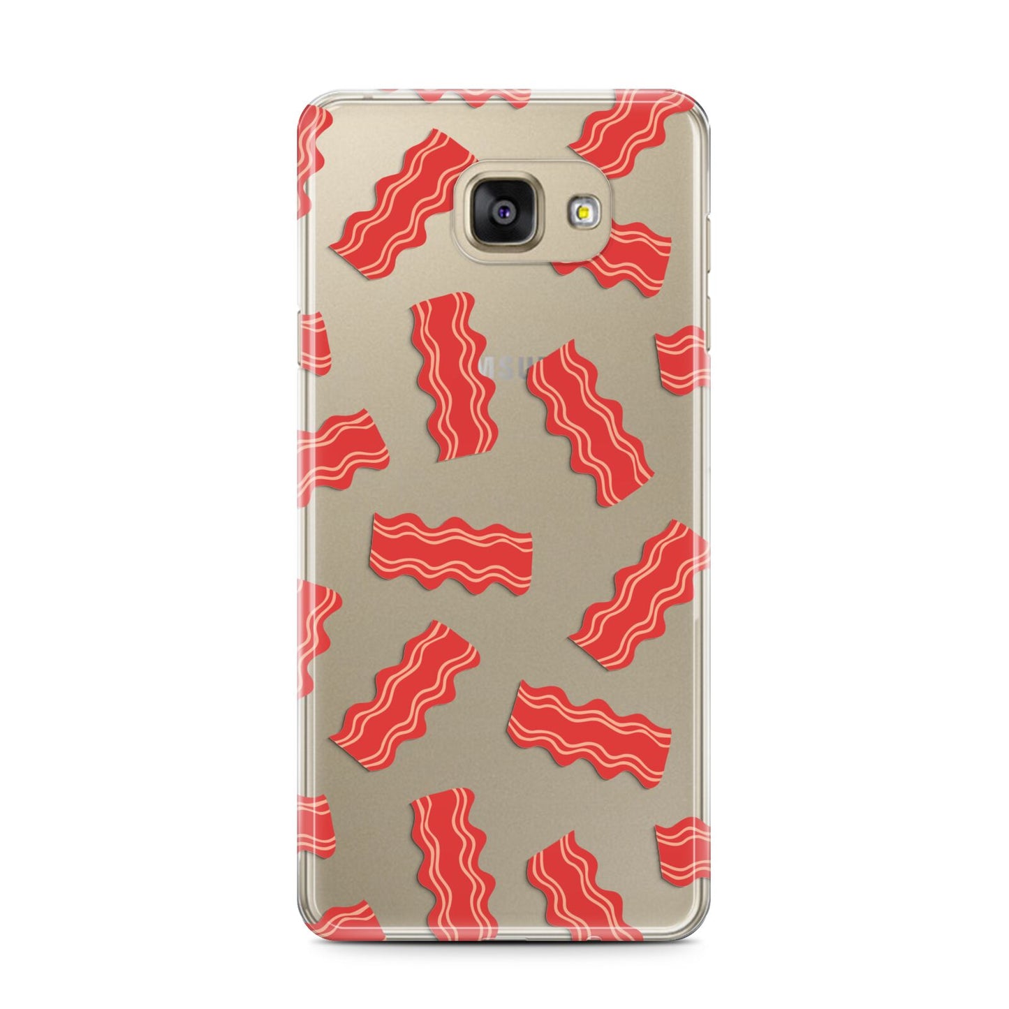 Bacon Samsung Galaxy A7 2016 Case on gold phone
