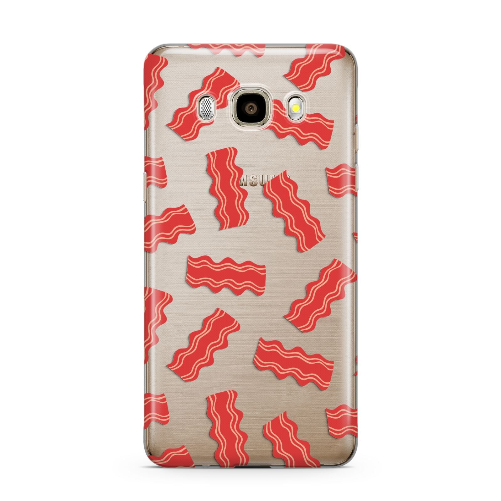 Bacon Samsung Galaxy J7 2016 Case on gold phone