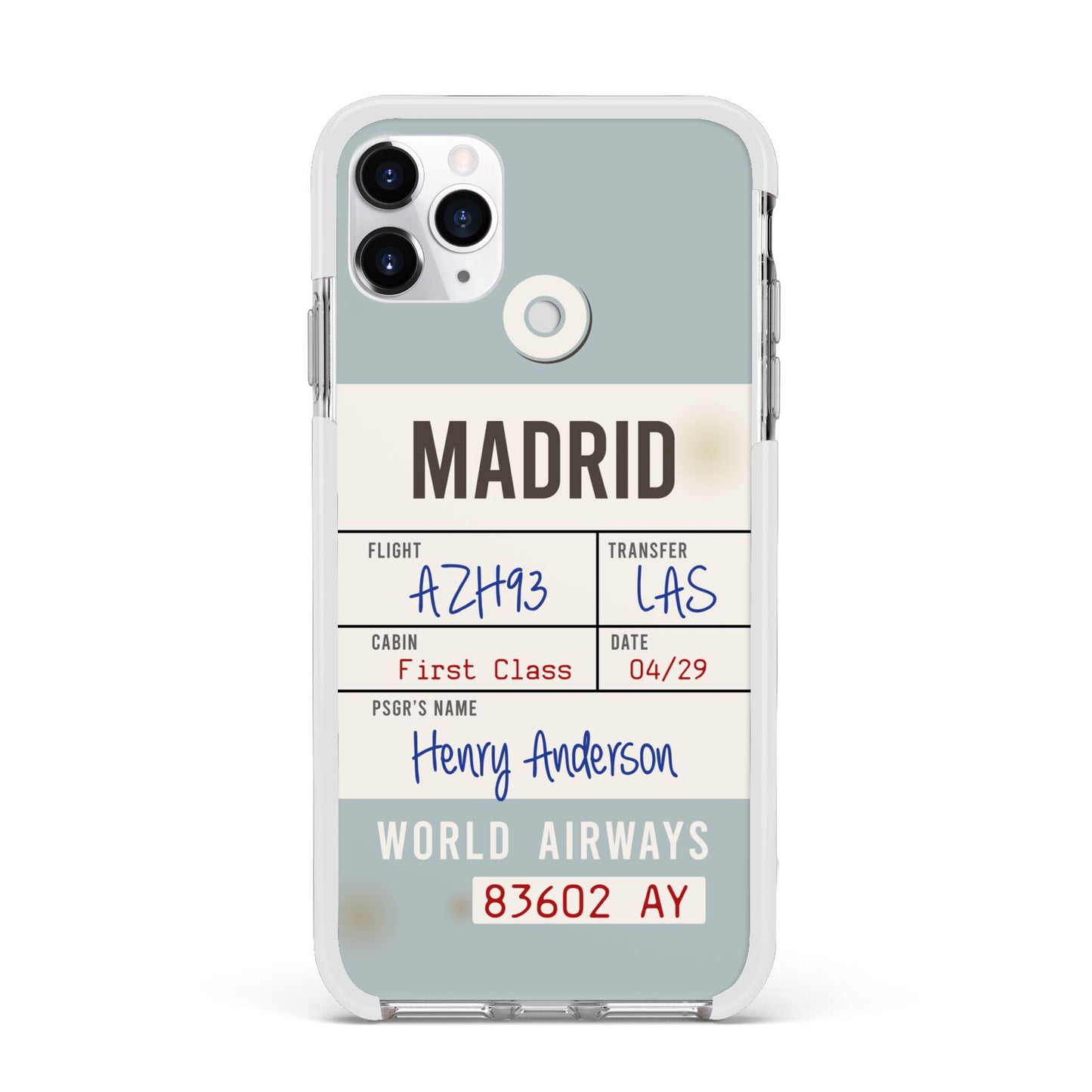 Baggage Tag Apple iPhone 11 Pro Max in Silver with White Impact Case