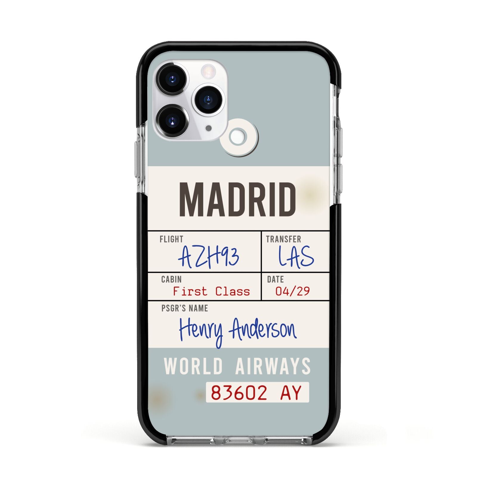 Baggage Tag Apple iPhone 11 Pro in Silver with Black Impact Case