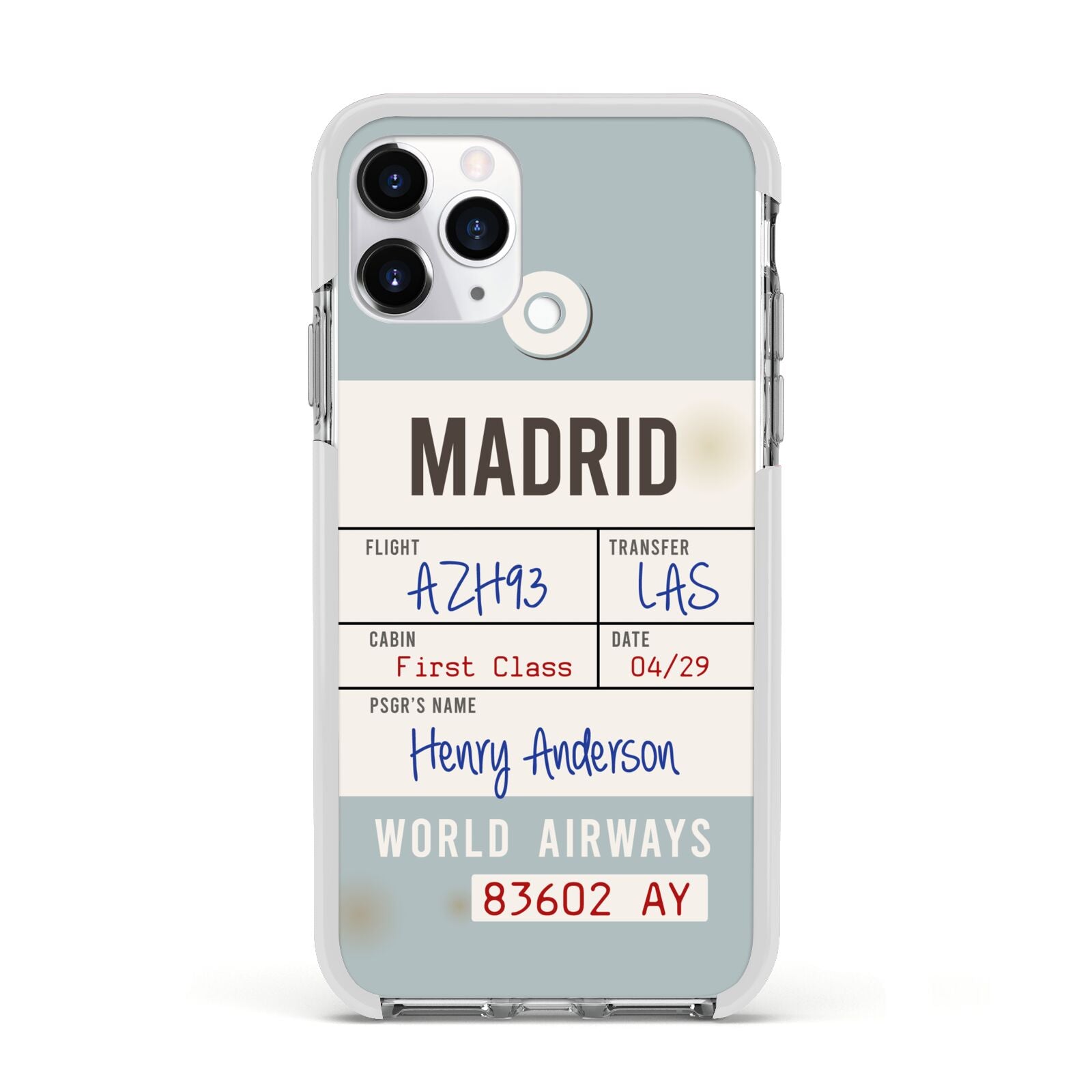 Baggage Tag Apple iPhone 11 Pro in Silver with White Impact Case