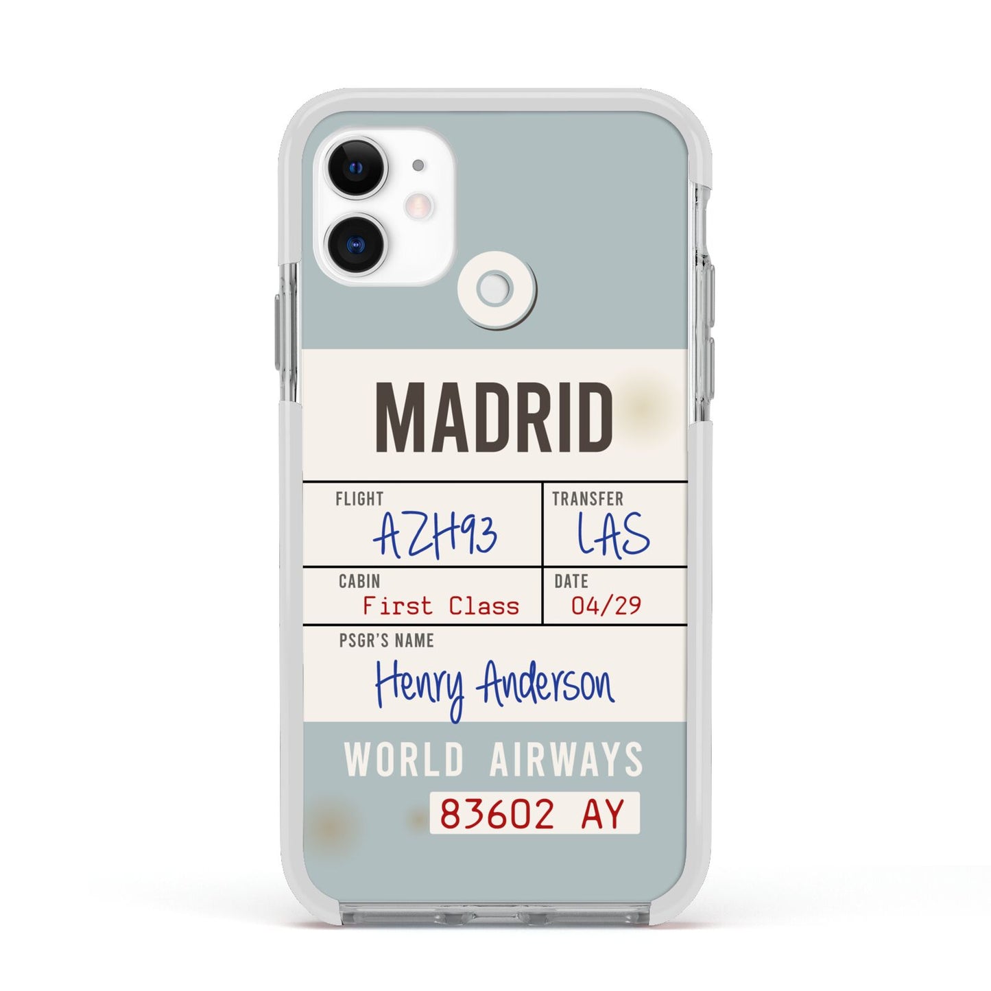 Baggage Tag Apple iPhone 11 in White with White Impact Case
