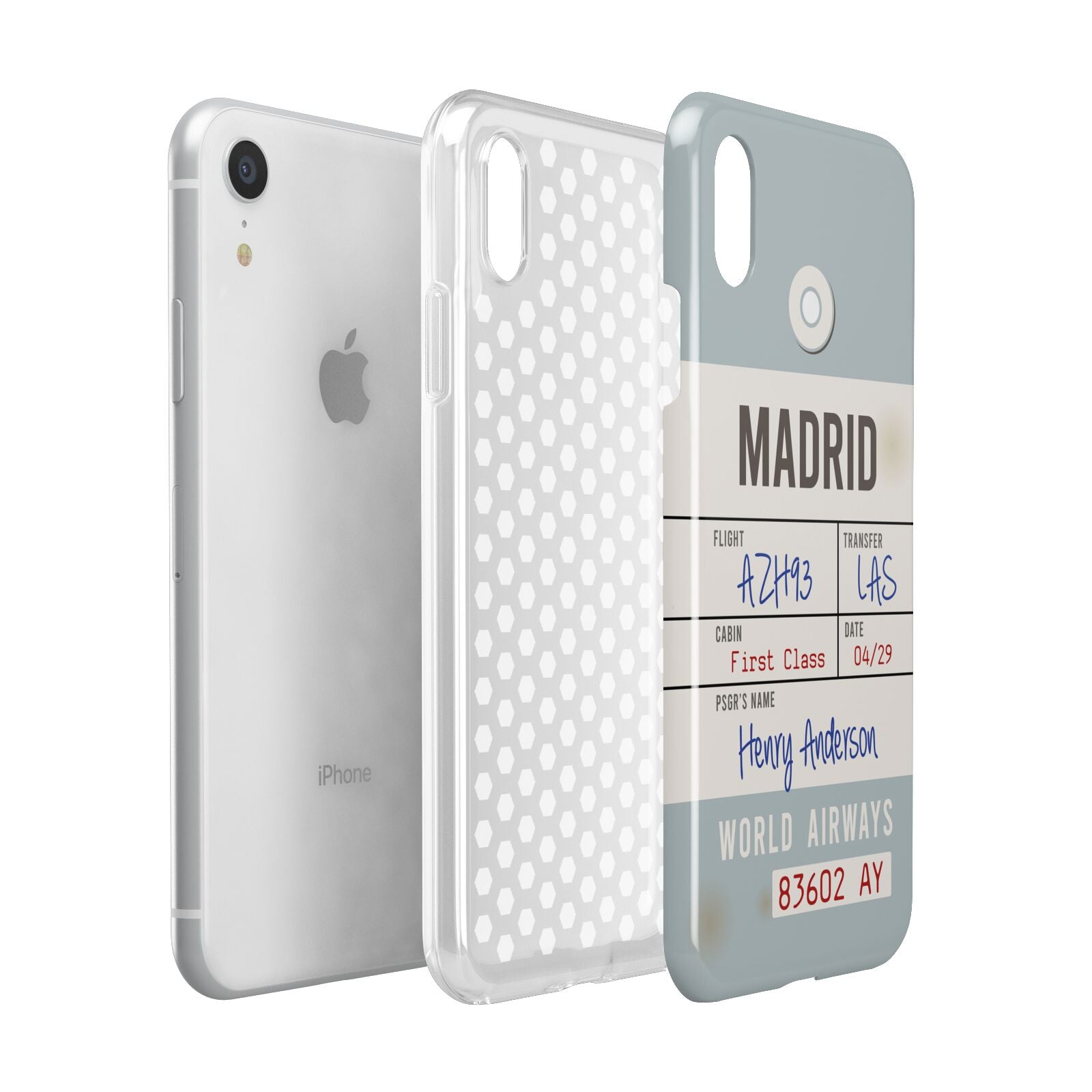 Baggage Tag Apple iPhone XR White 3D Tough Case Expanded view